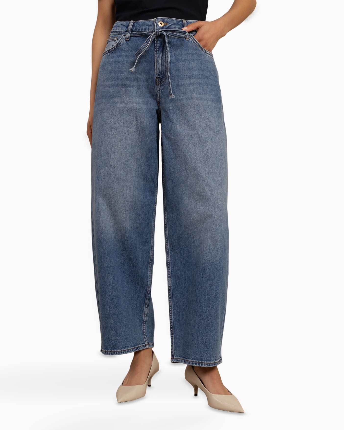 wide-leg, denim, jeans, high-waisted, tie-waist