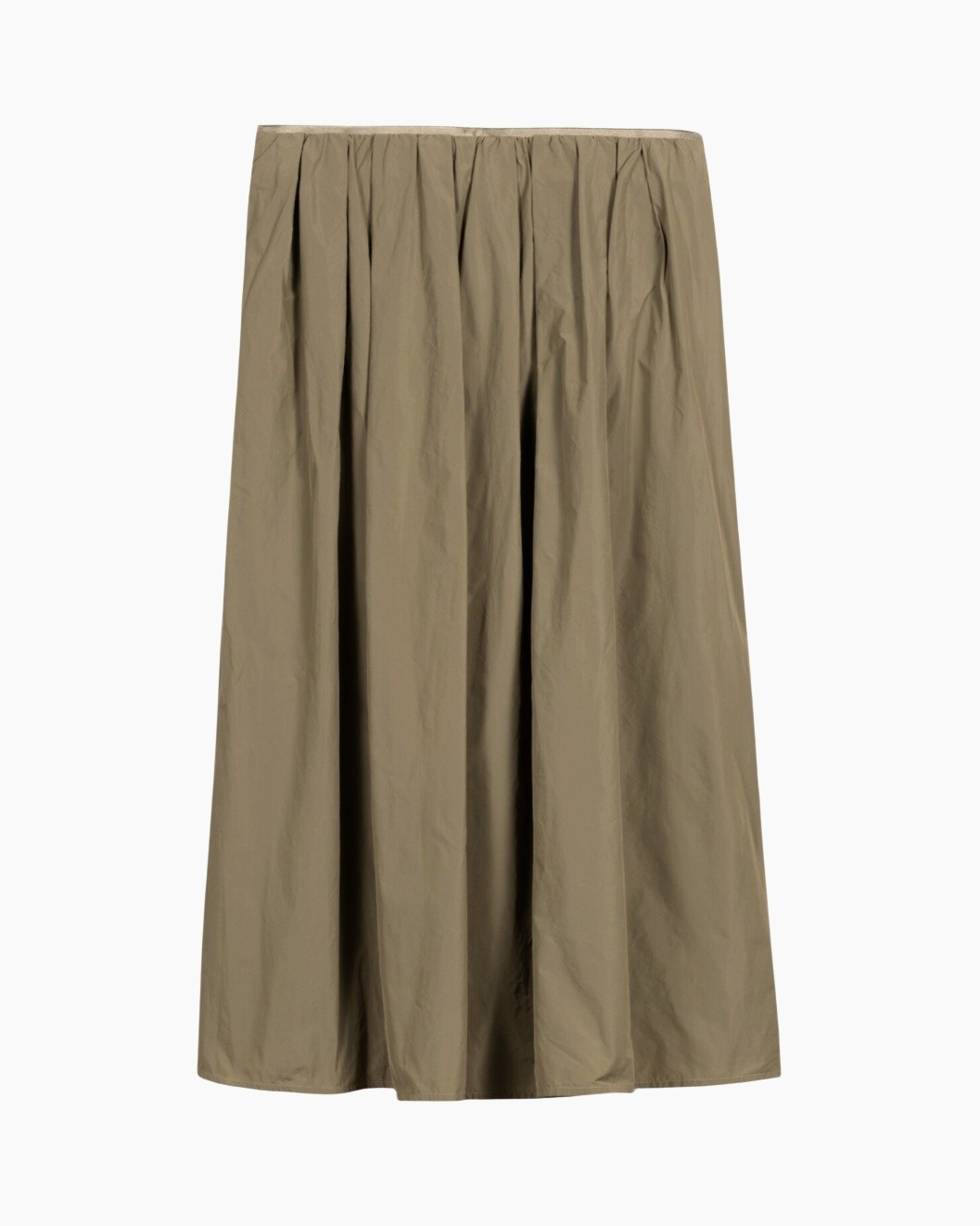skirt, pleated, long, khaki, waist-elastic, skirt, long skirt, pleated, linen-like, beige