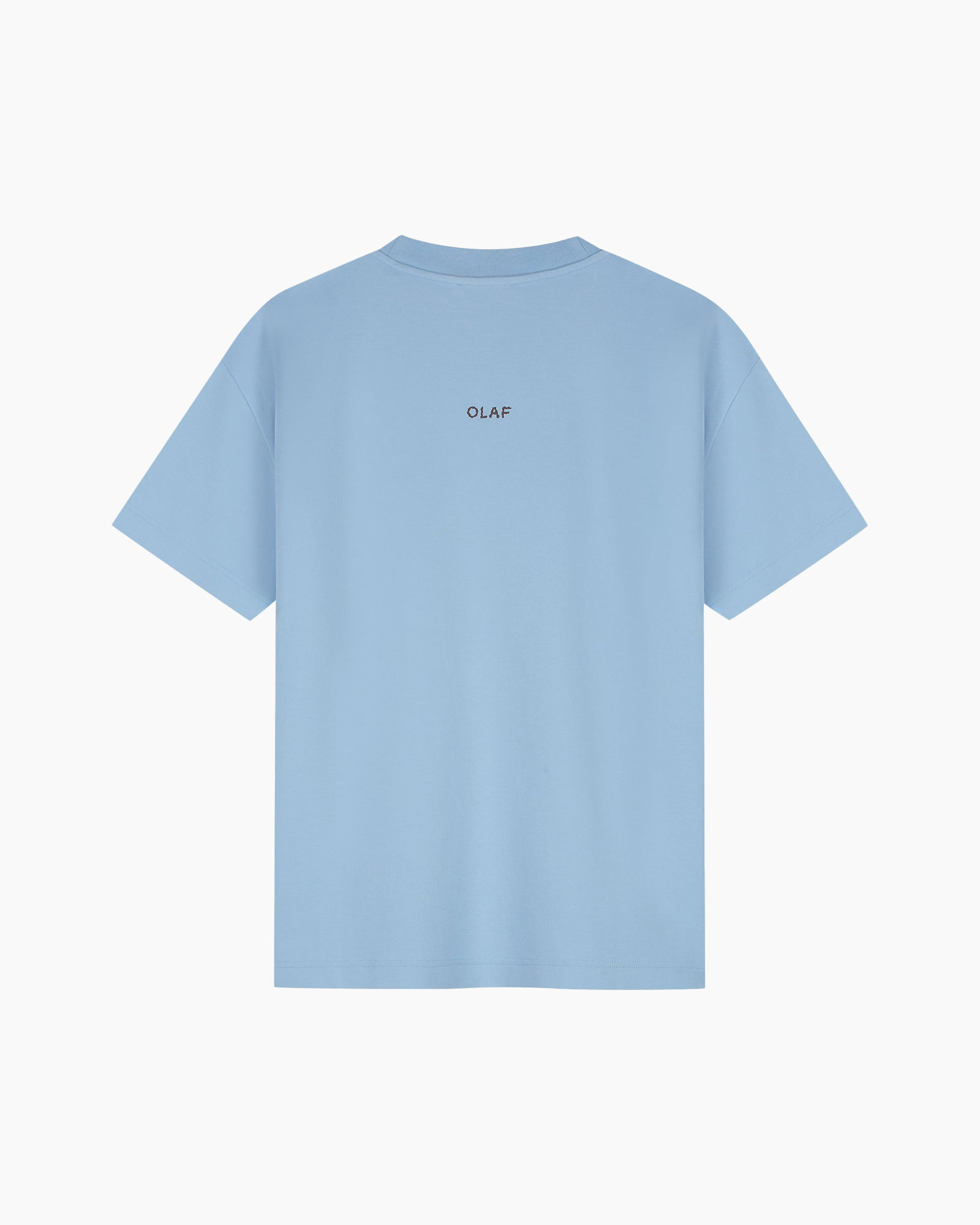 t-shirt, short sleeve, light blue, crew neck, logo small