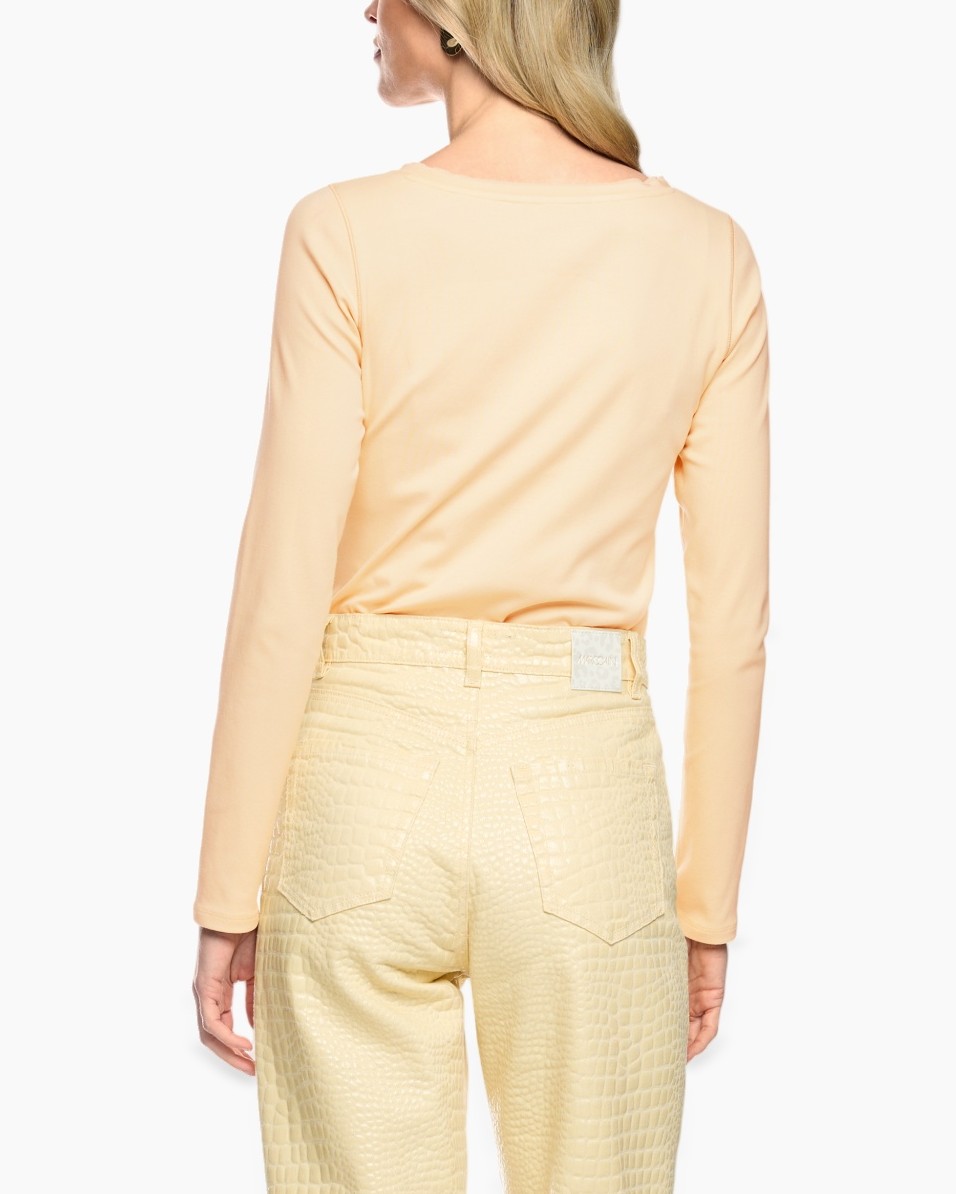 long-sleeve, peach, top, knit, solid