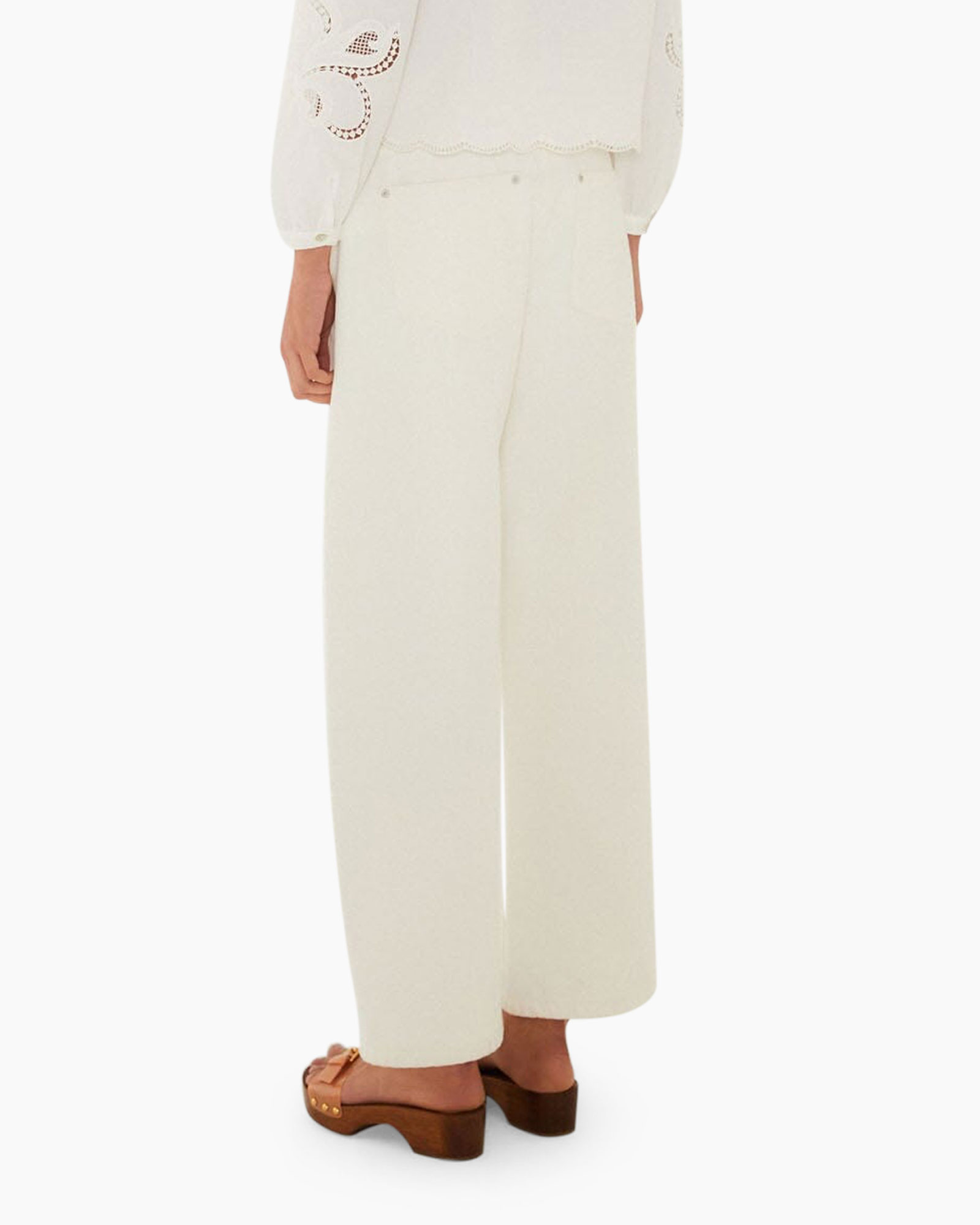 pants, wide-leg, cream, linen, back view