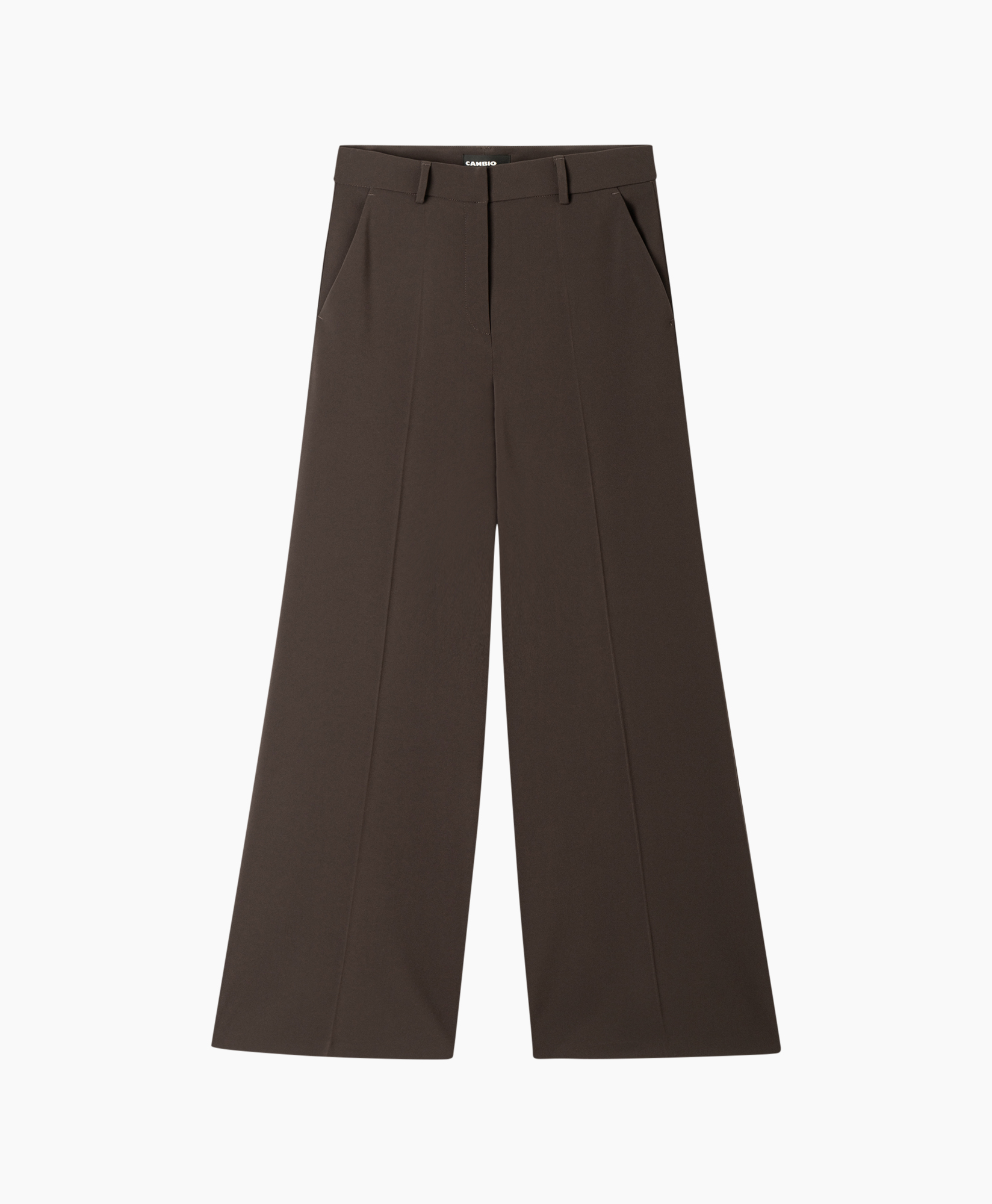 pants, trousers, wide-leg, brown, front-pleats