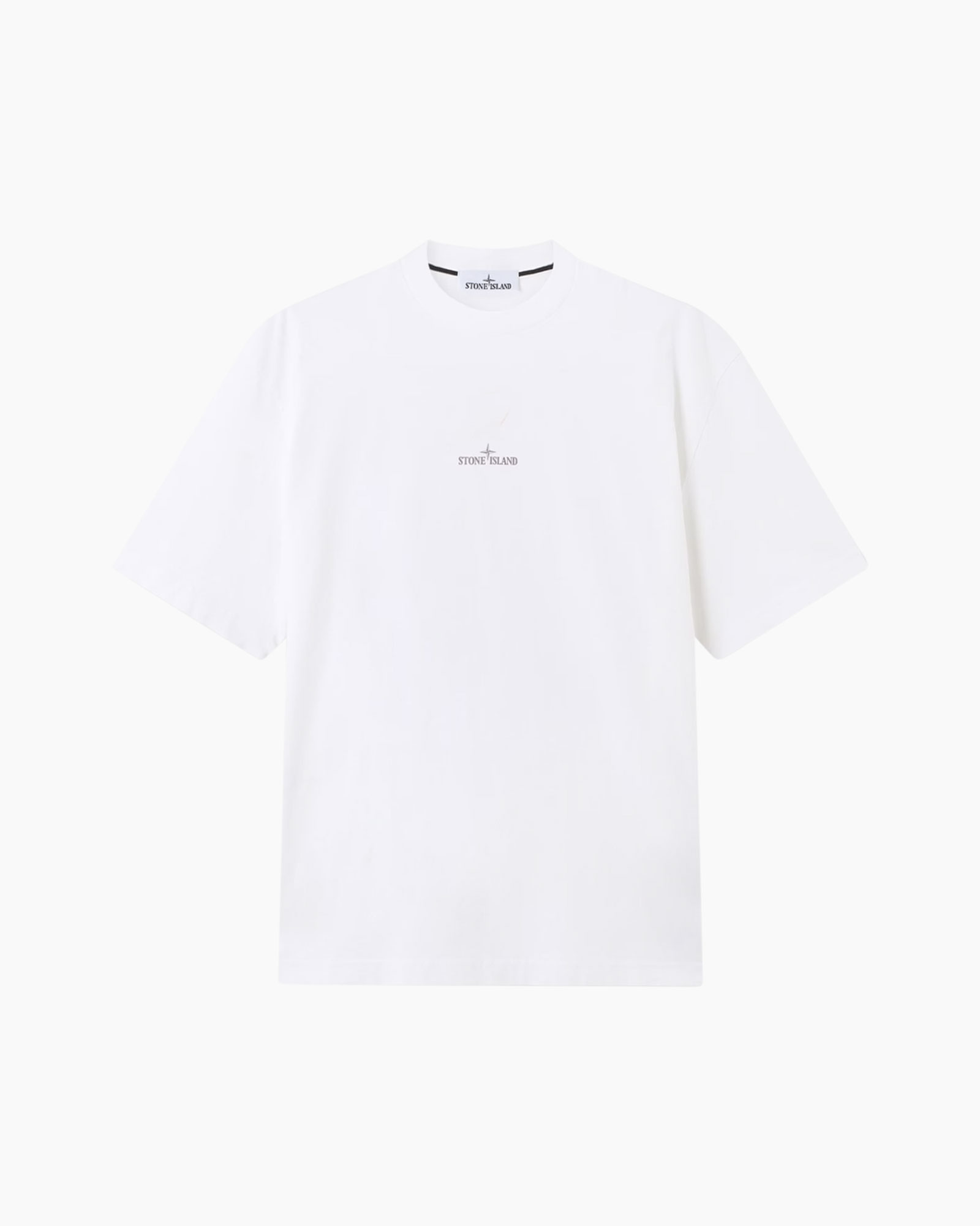t-shirt, white, short-sleeve, crew neck, logo