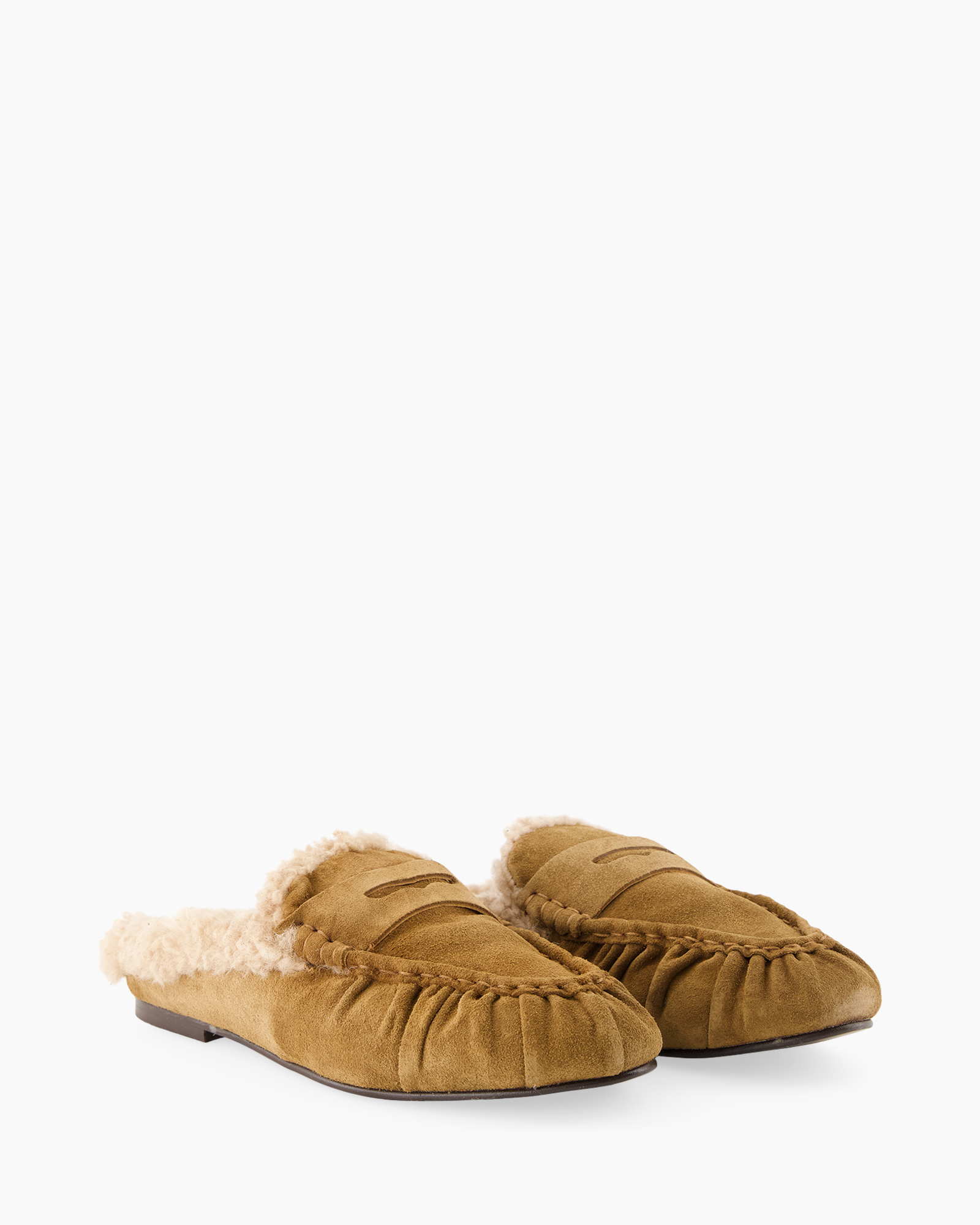 moccasins, slippers, shearling, brown, leather