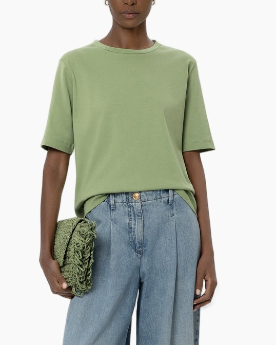 green, t-shirt, short sleeves, cotton, casual