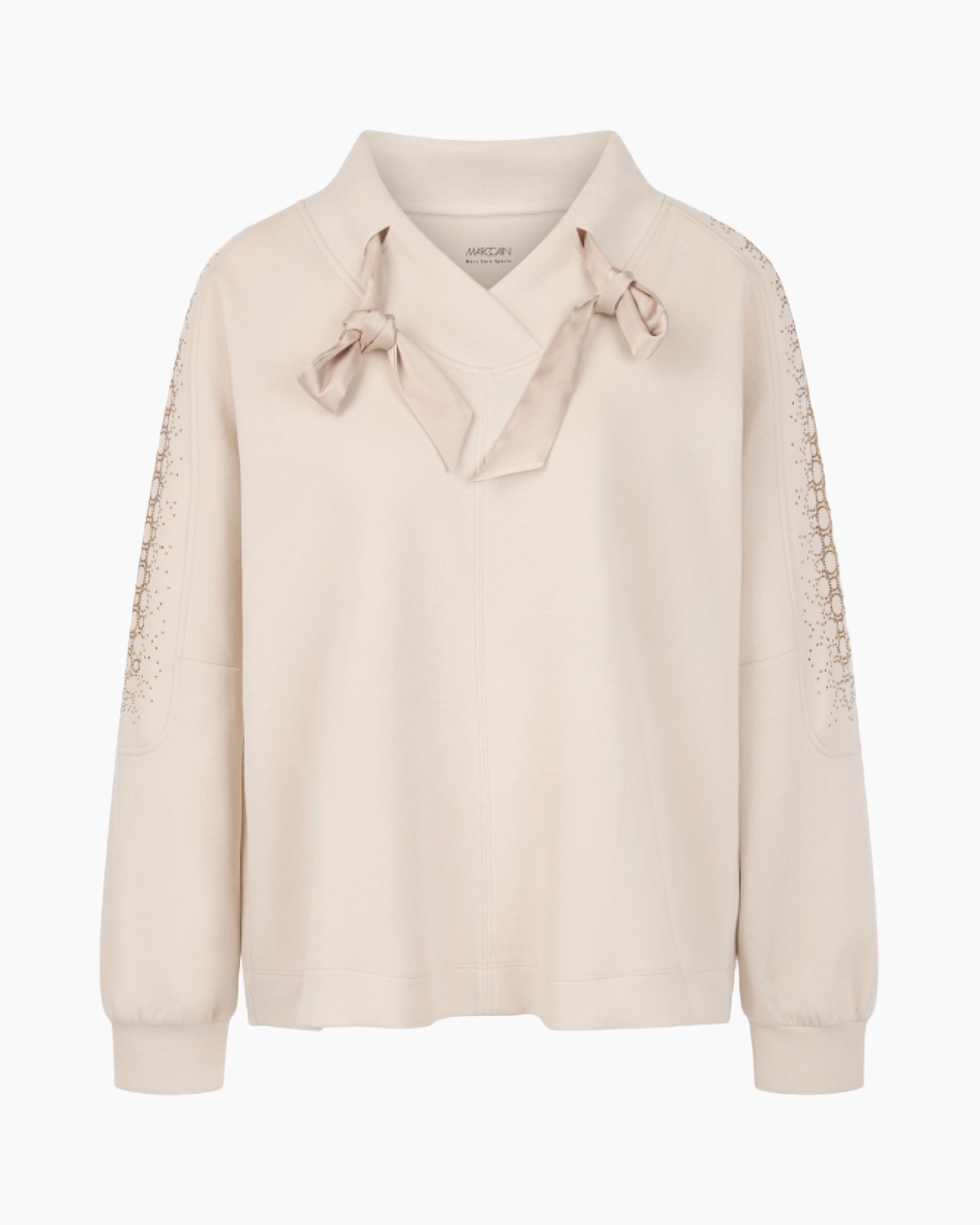blouse, sweater, lace sleeves, bow detail, beige