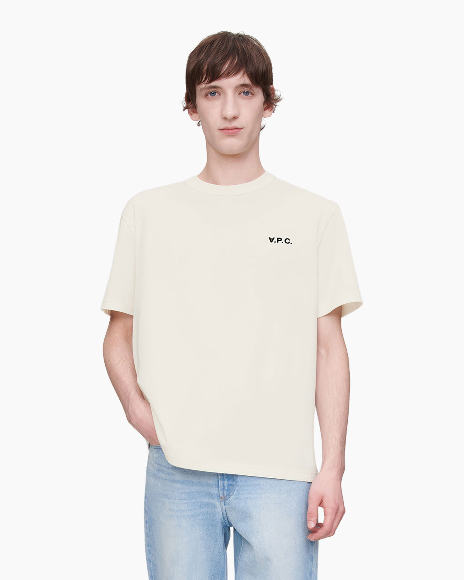 t-shirt, crew neck, short sleeve, beige, basic top