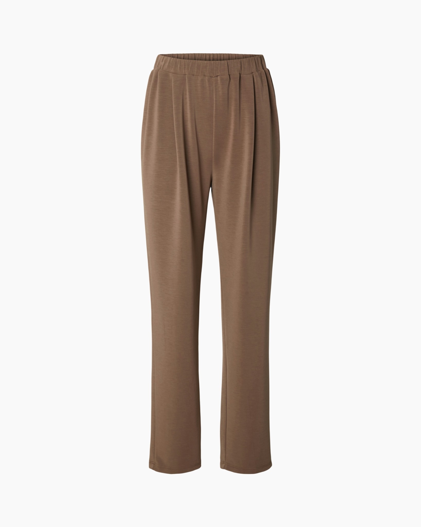 pants, trousers, brown, elastic waistband, wide-leg