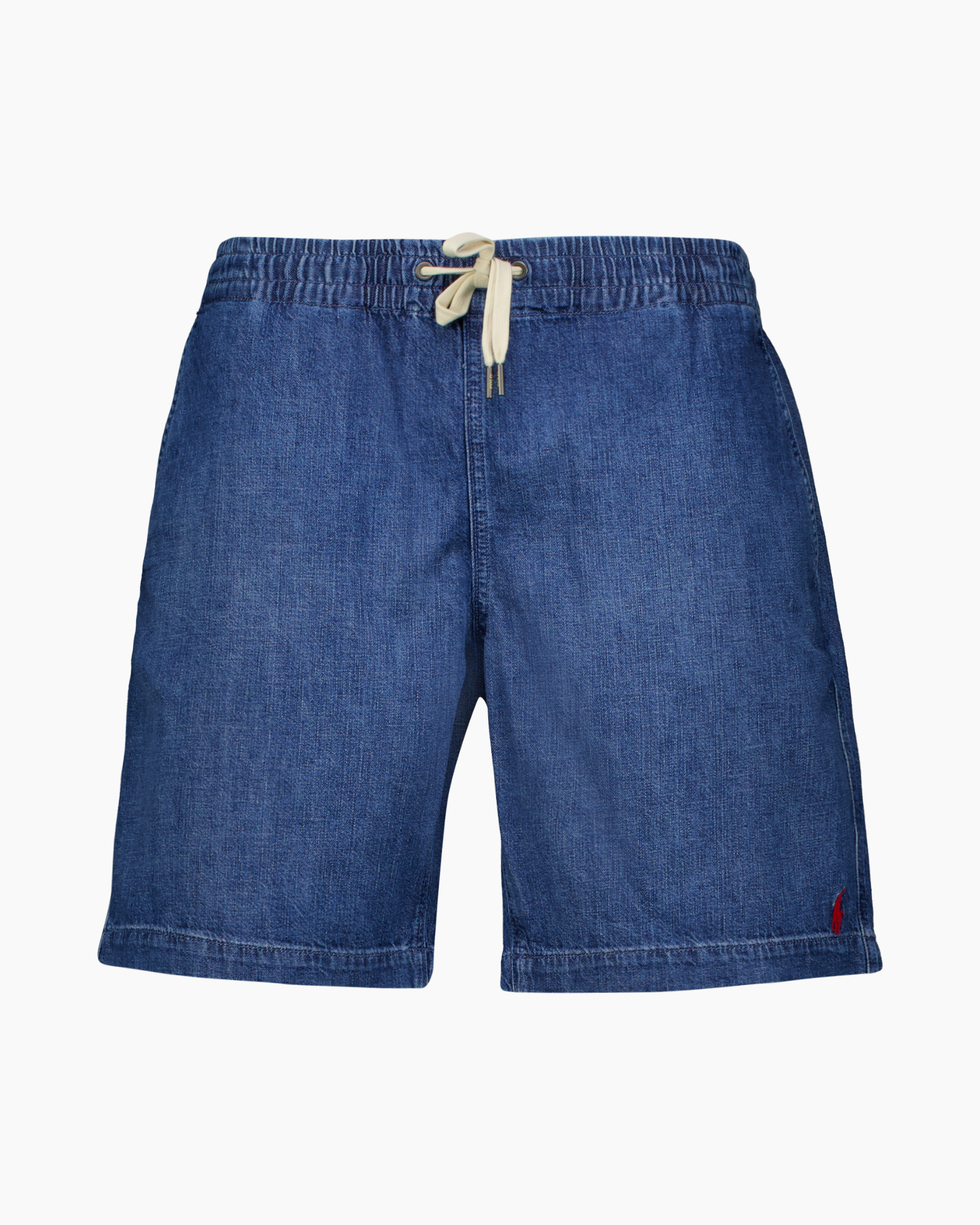 denim, shorts, drawstring, blue, pocketless?