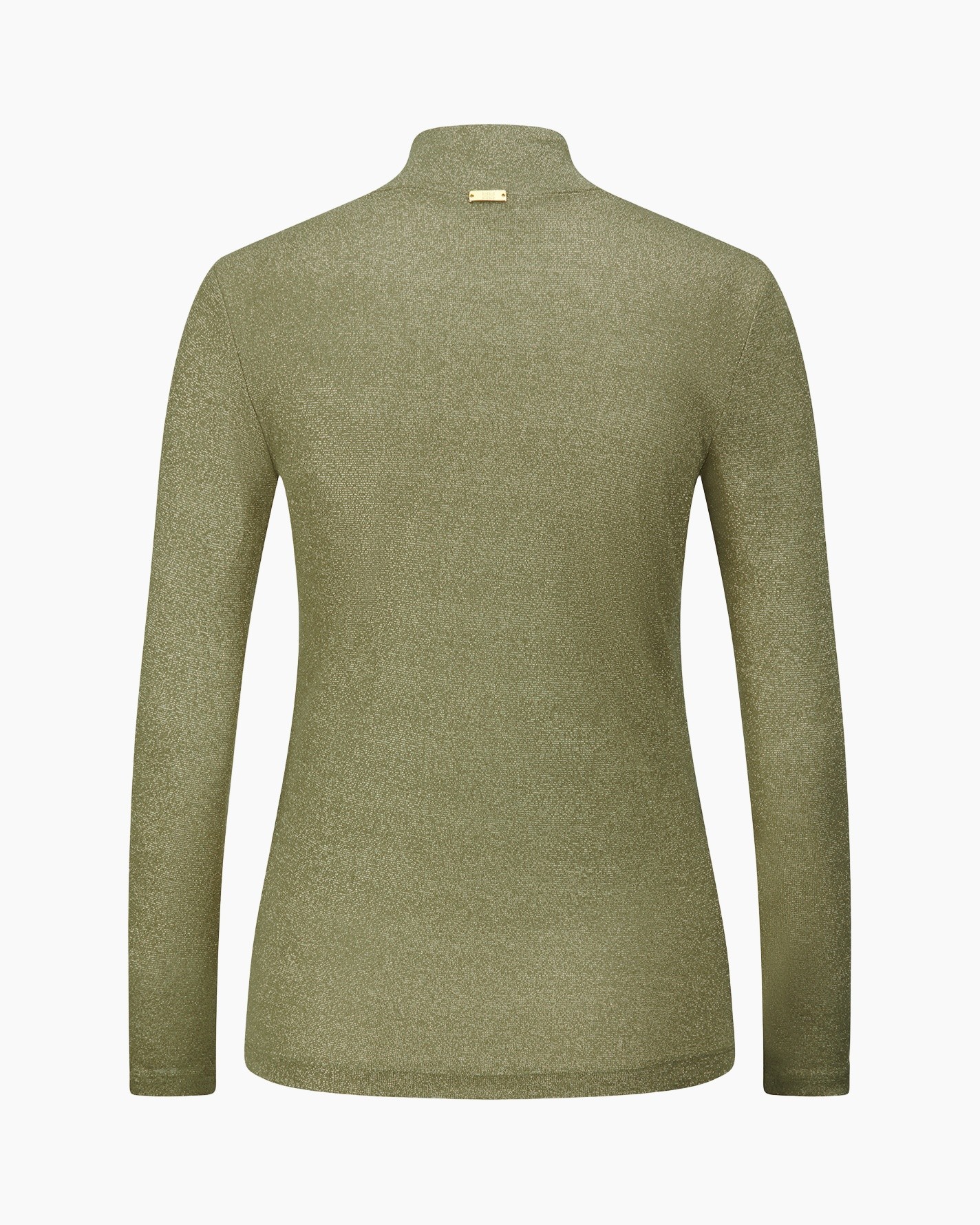 turtleneck, long-sleeve, knit, metallic, olive