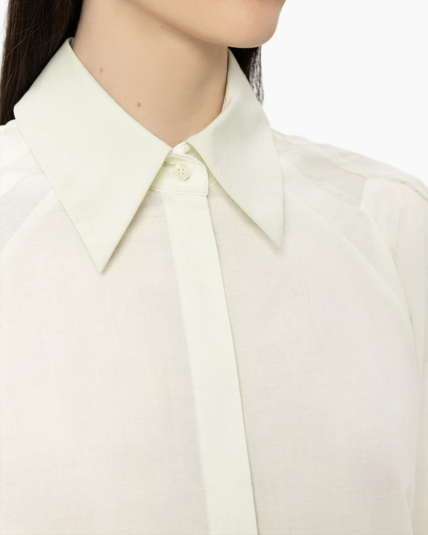 collar, button-down, blouse, white, linen