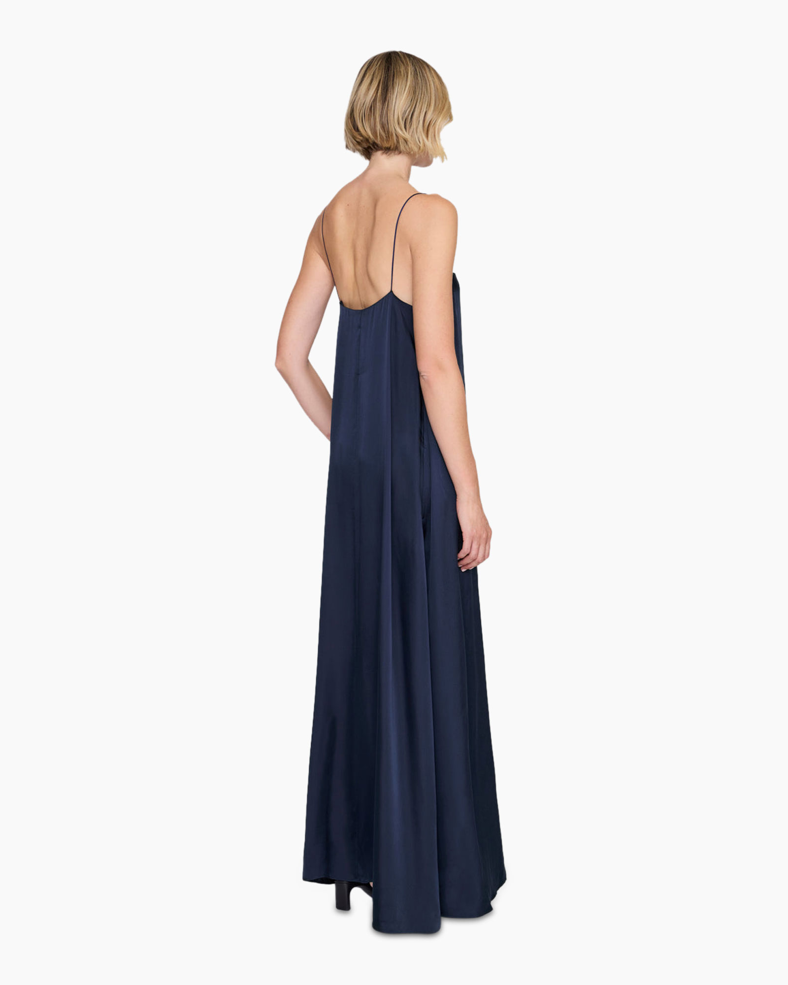 dress, maxi dress, slip dress, navy, spaghetti straps