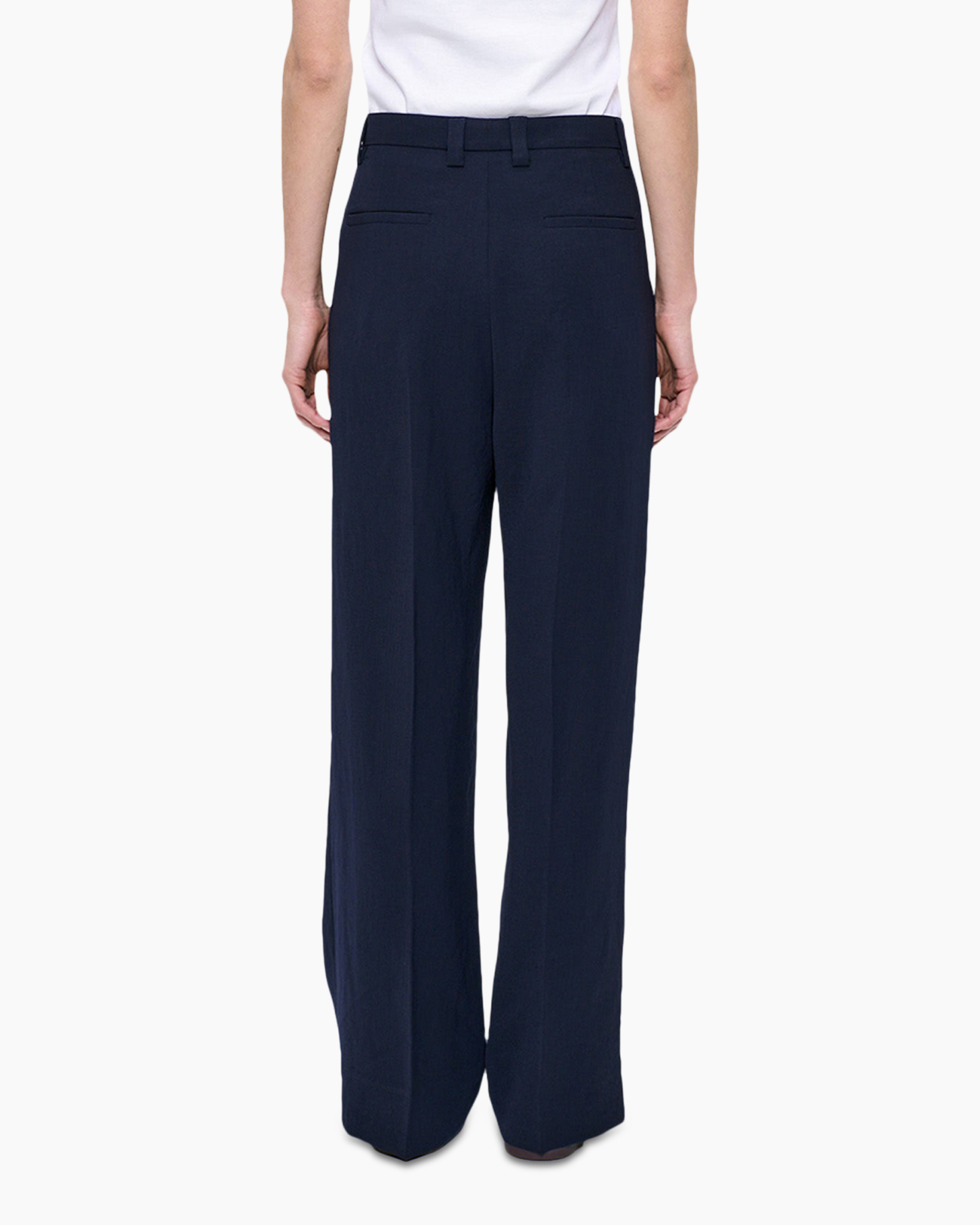 pants, trousers, wide-leg, navy, back view