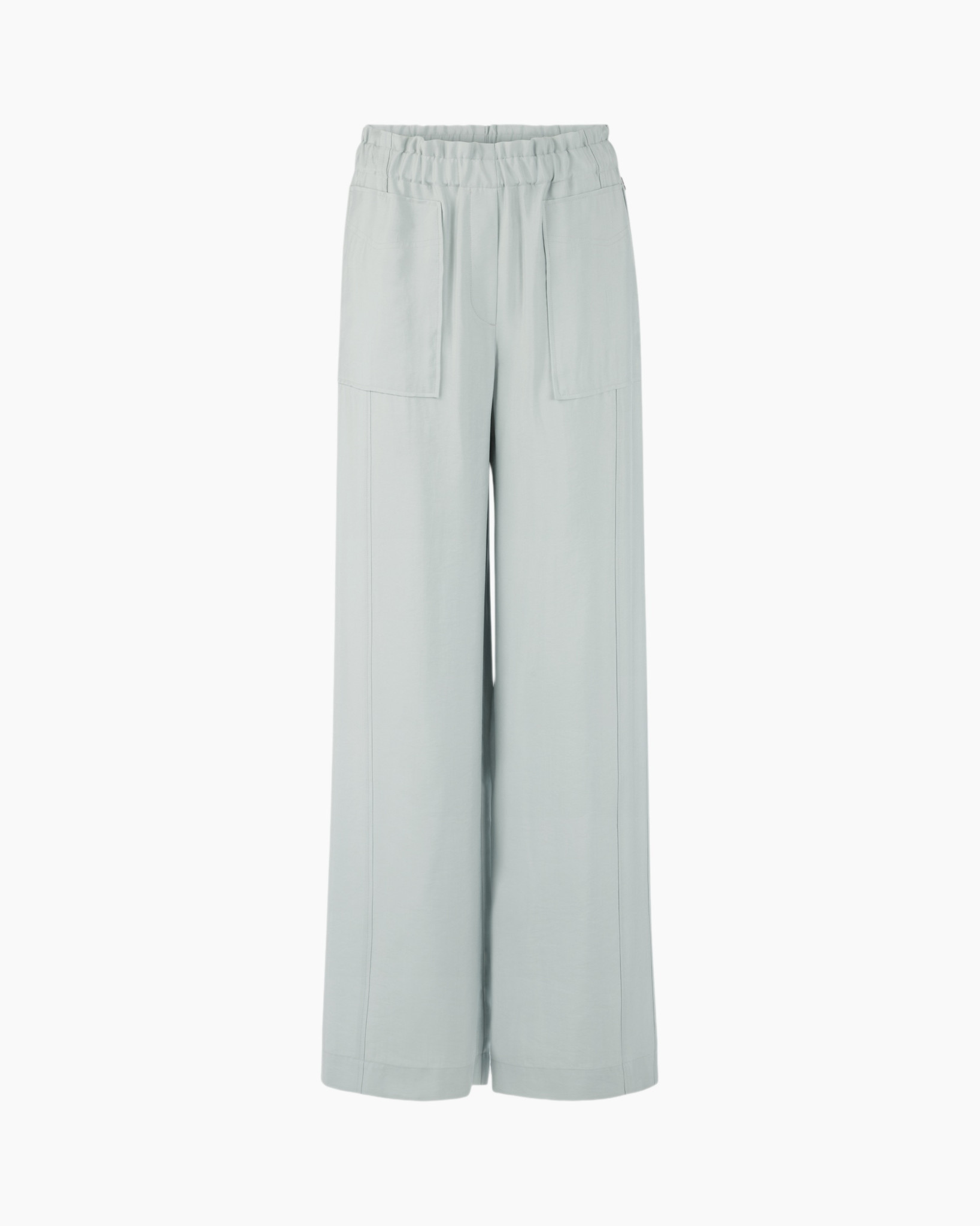 pants, wide-leg, elastic-waist, pockets, light-blue