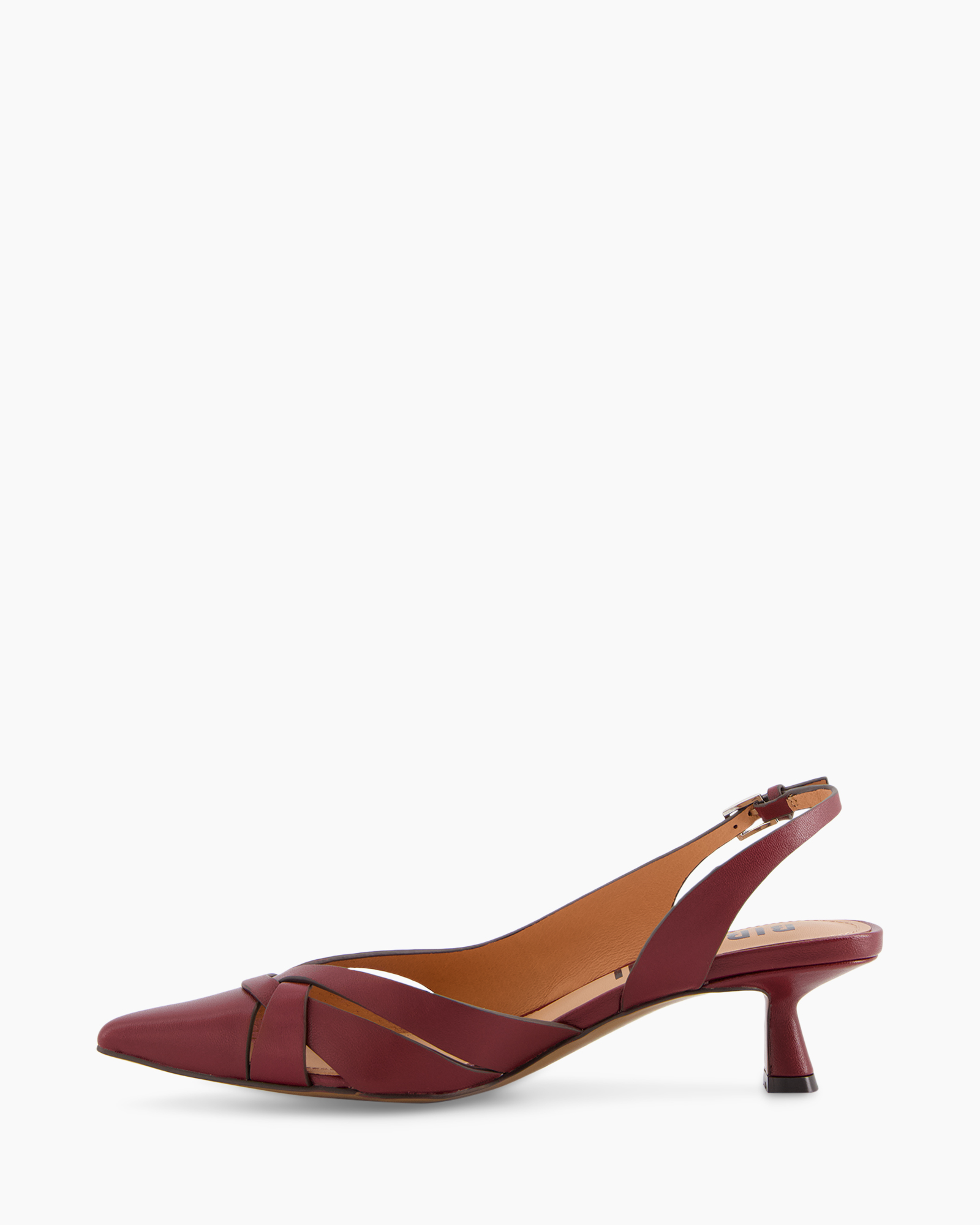 slingback, pump, burgundy, leather, tee-heel
