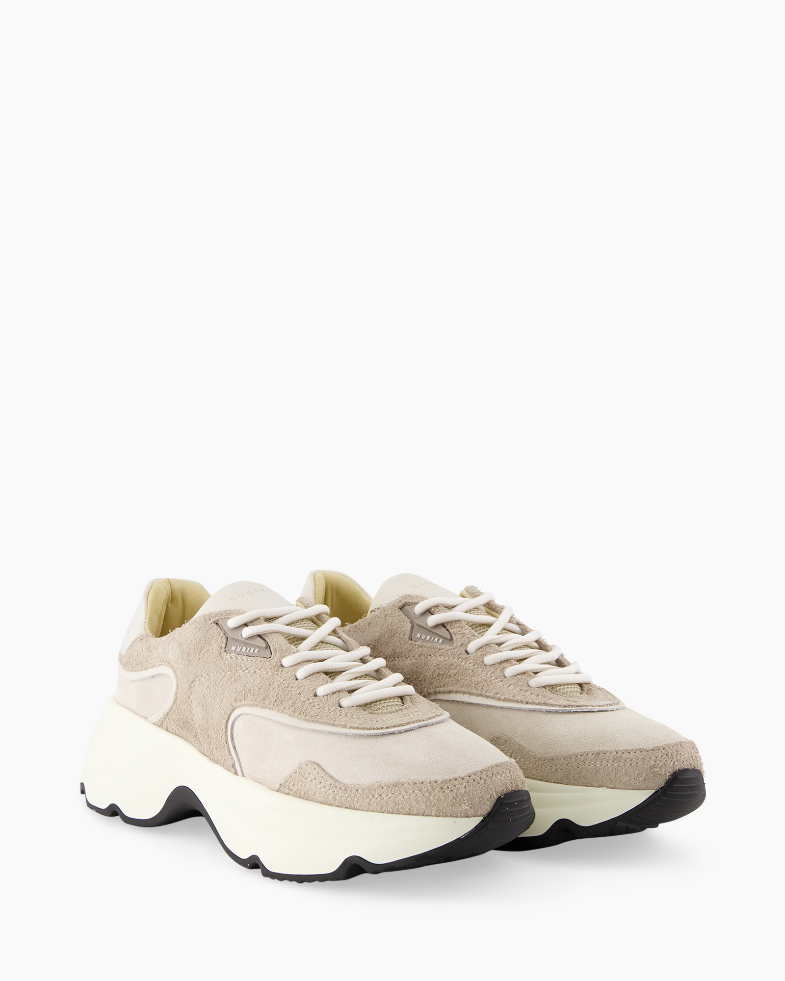 sneakers, chunky, beige, suede, lace-up