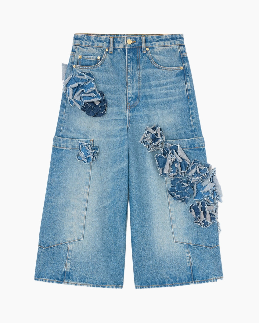 denim, jeans, skirt, distressed, patchwork
