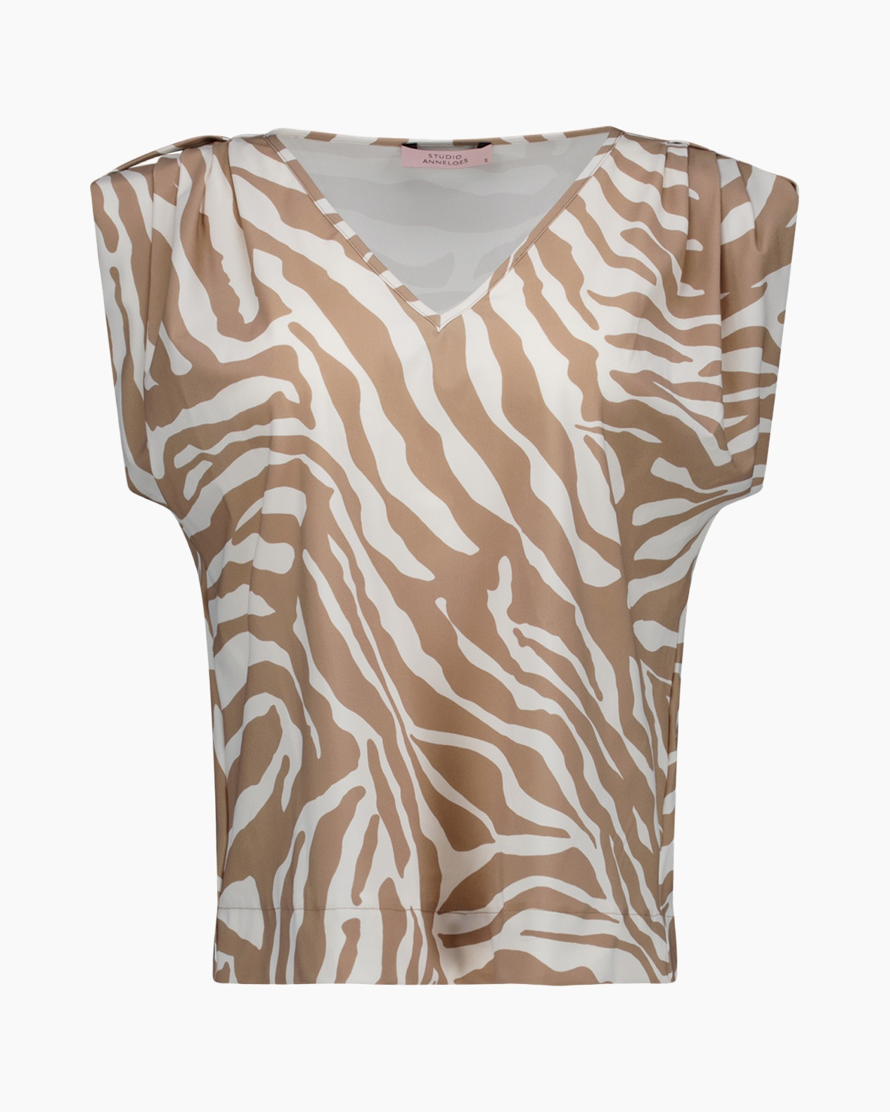 top, sleeveless, animal print, zebra pattern, beige white