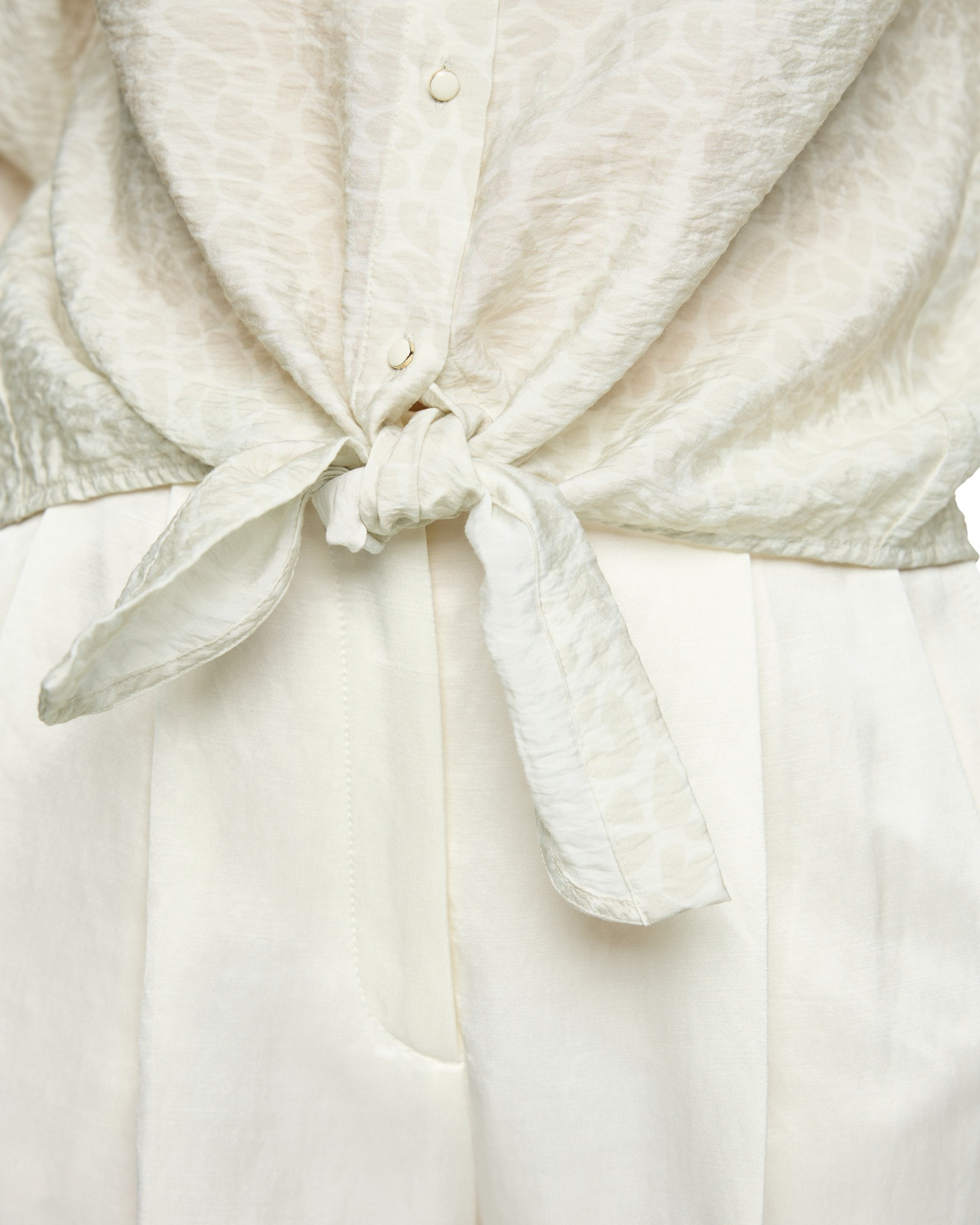 tie-front, knotted, shirt, cream, textured
