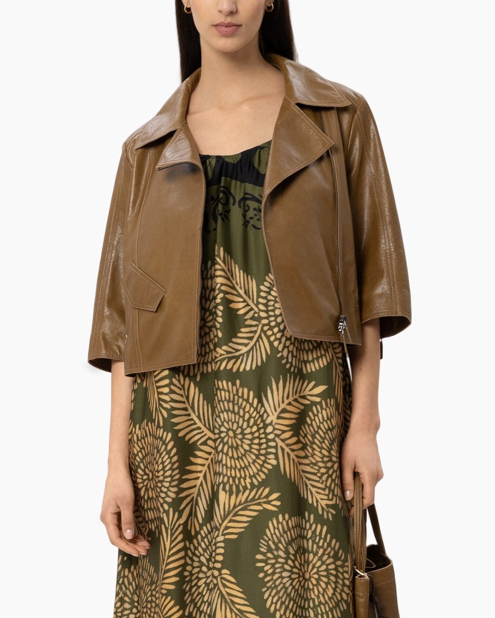 leather jacket, brown,  cropped, outerwear, fashion accessory