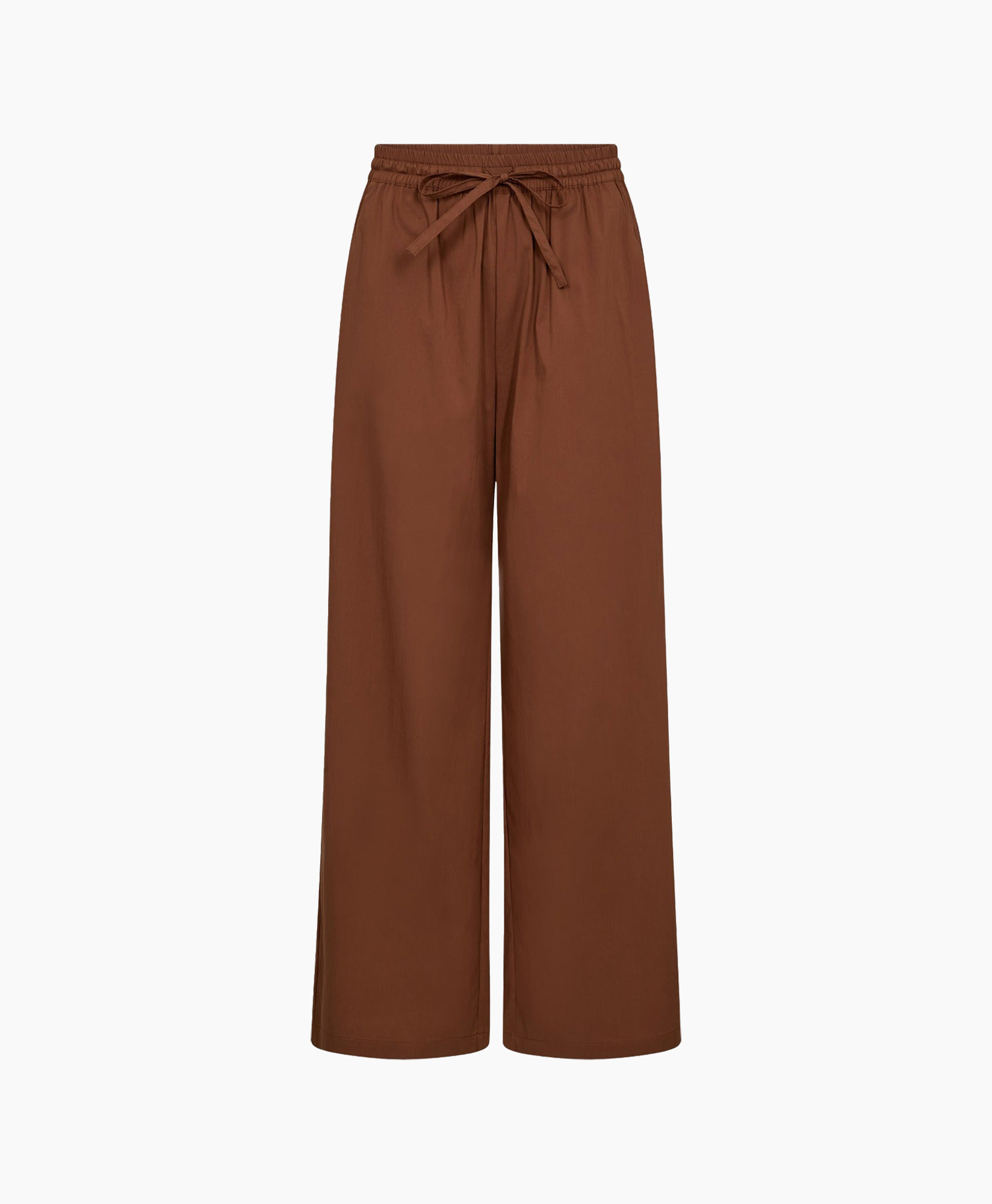 pants, wide-leg, drawstring, brown, elastic-waist