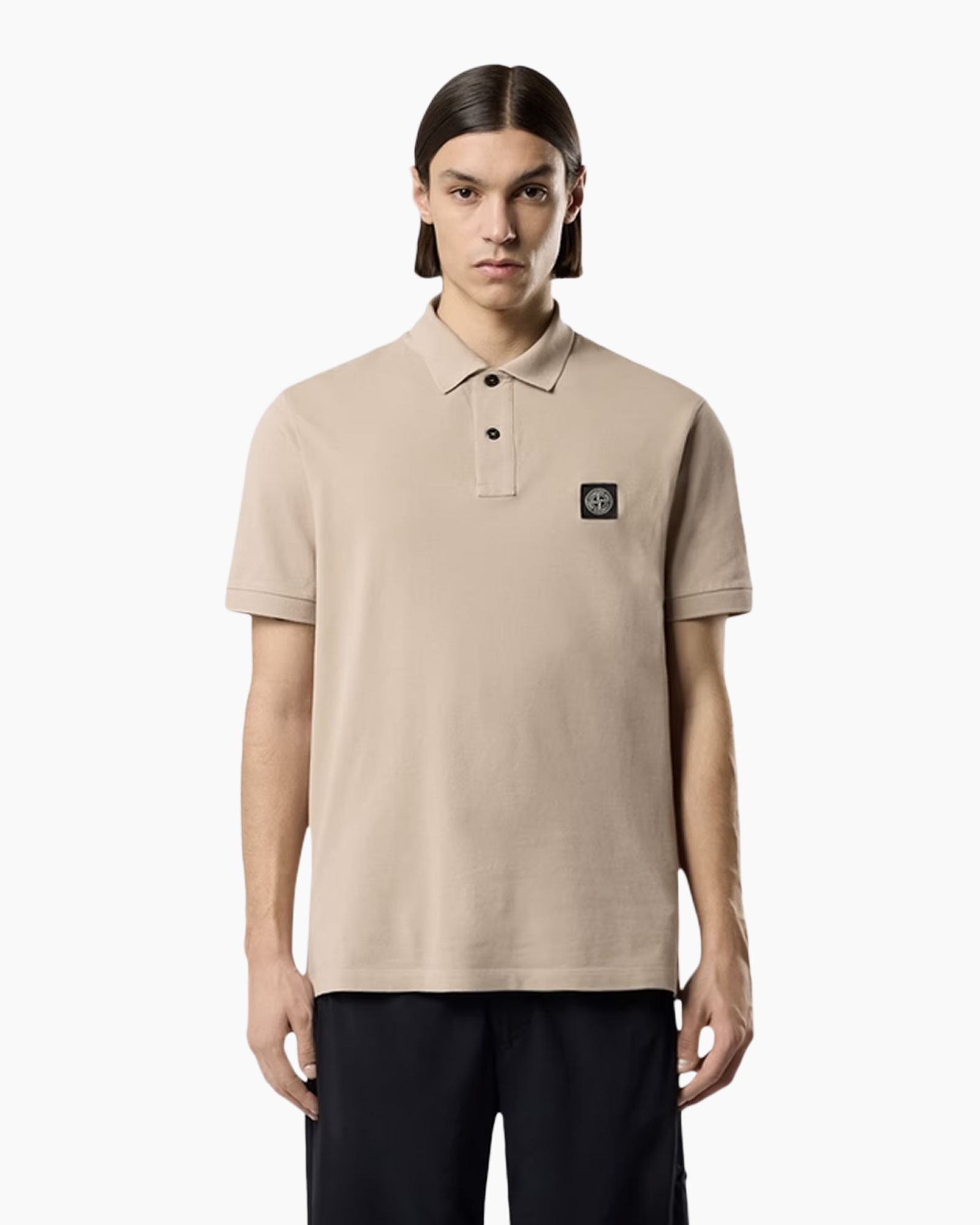 polo shirt,  beige,  short sleeve,  polo,  patch logo