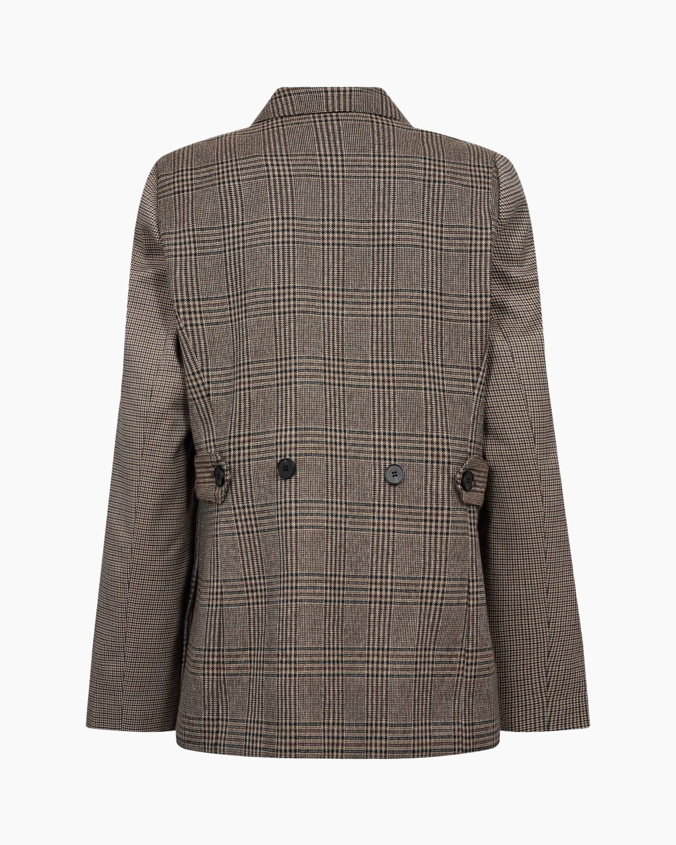 blazer, plaid, brown, single-breasted, lapel