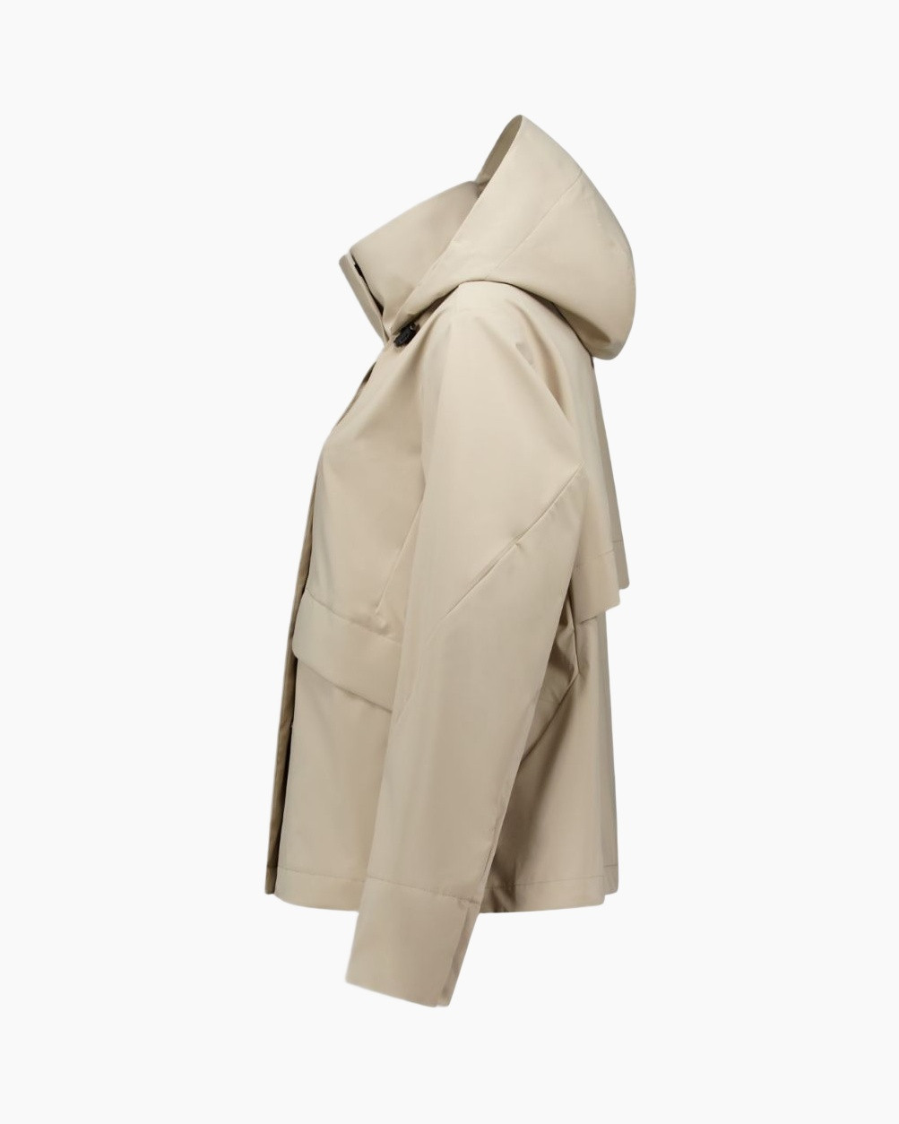 beige jacket, hooded jacket, polyester, long sleeve, casual outerwear