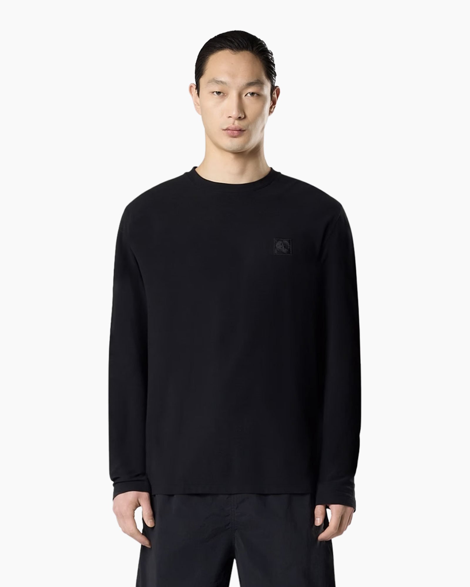 longsleeve, black, crewneck, plain, mini-logo