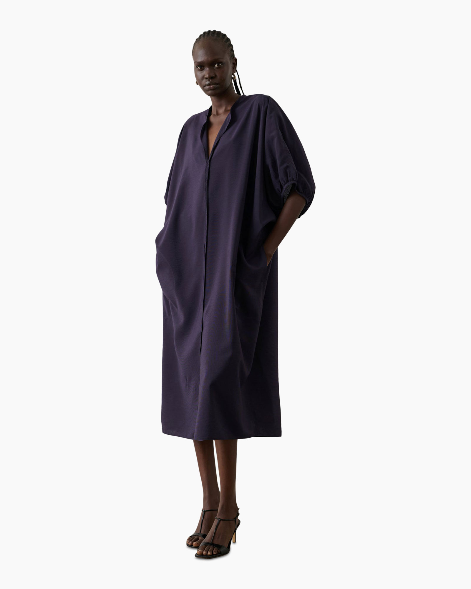 dress, midi, purple, long, sleeveless?