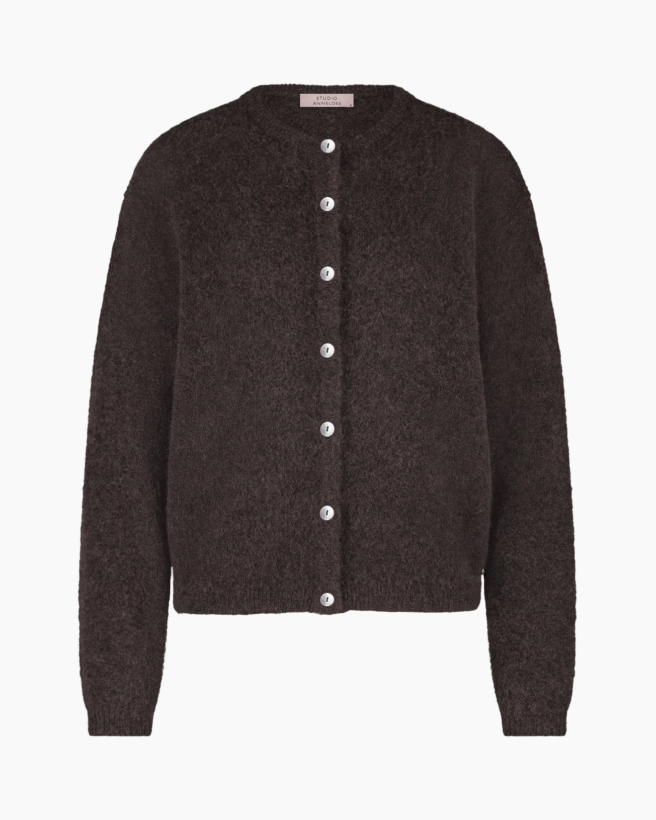 cardigan, long-sleeve, button-down, knit, brown