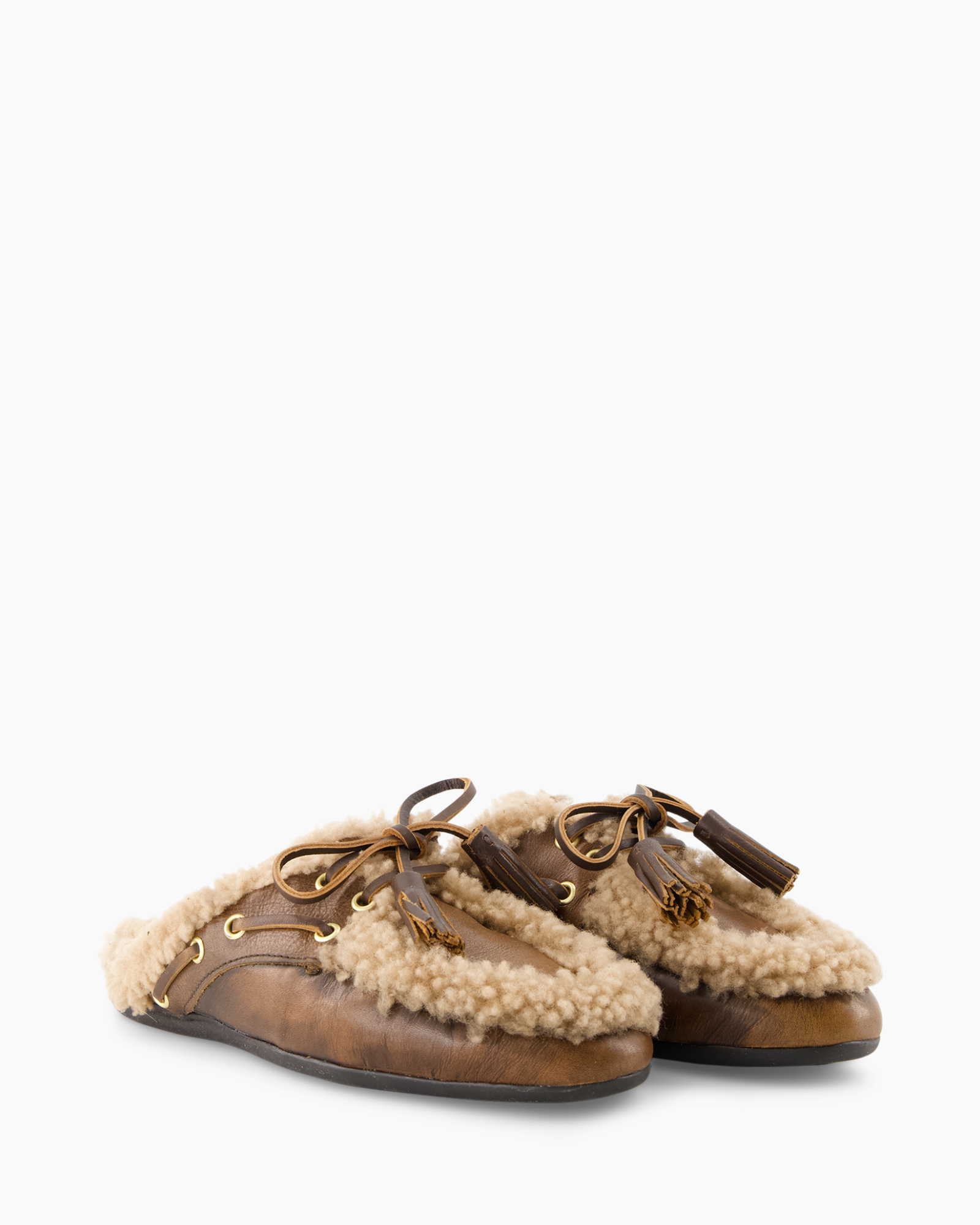 moccasins, slippers, shearling, leather, laces