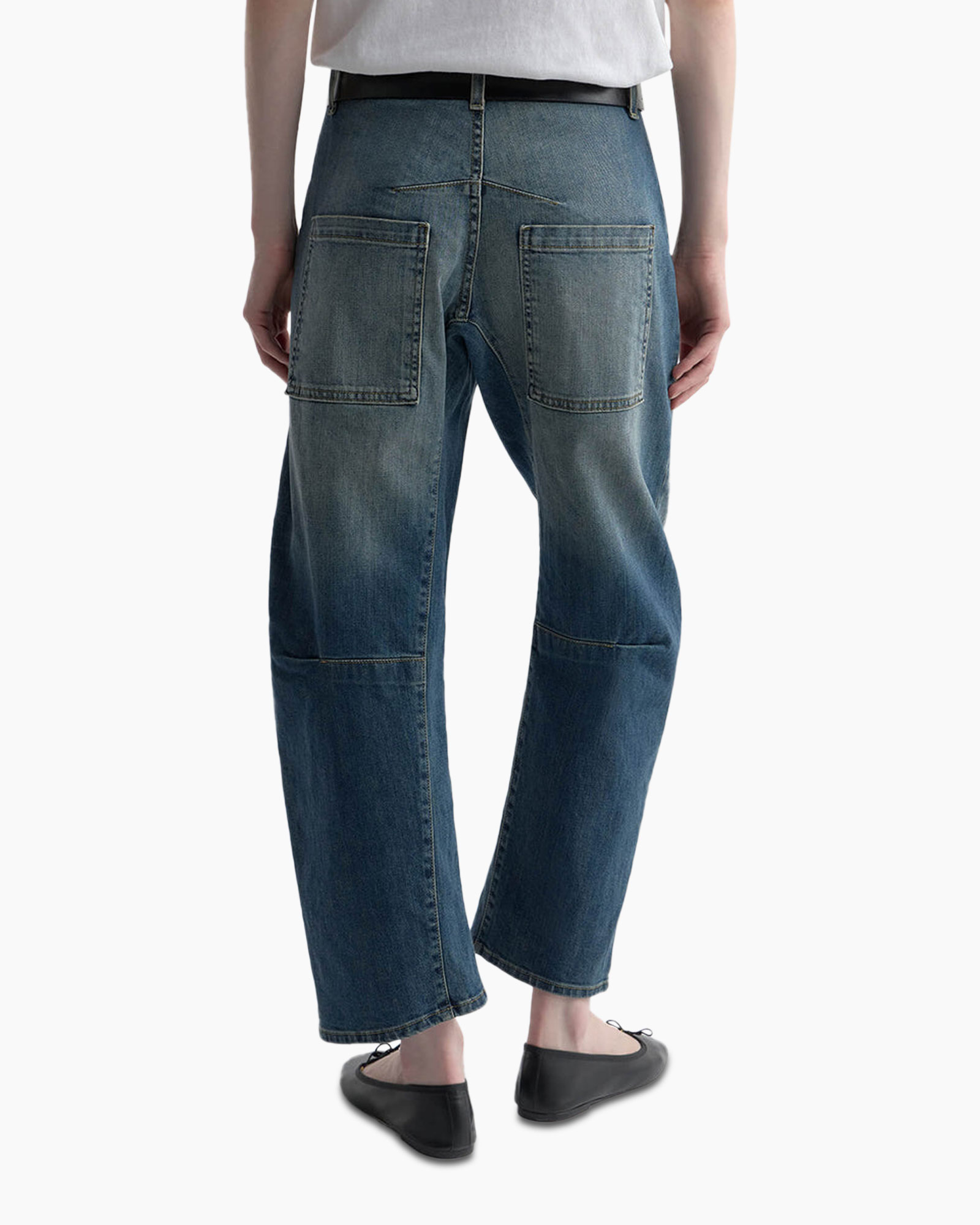 jeans, denim, back view, patch pockets, straight leg