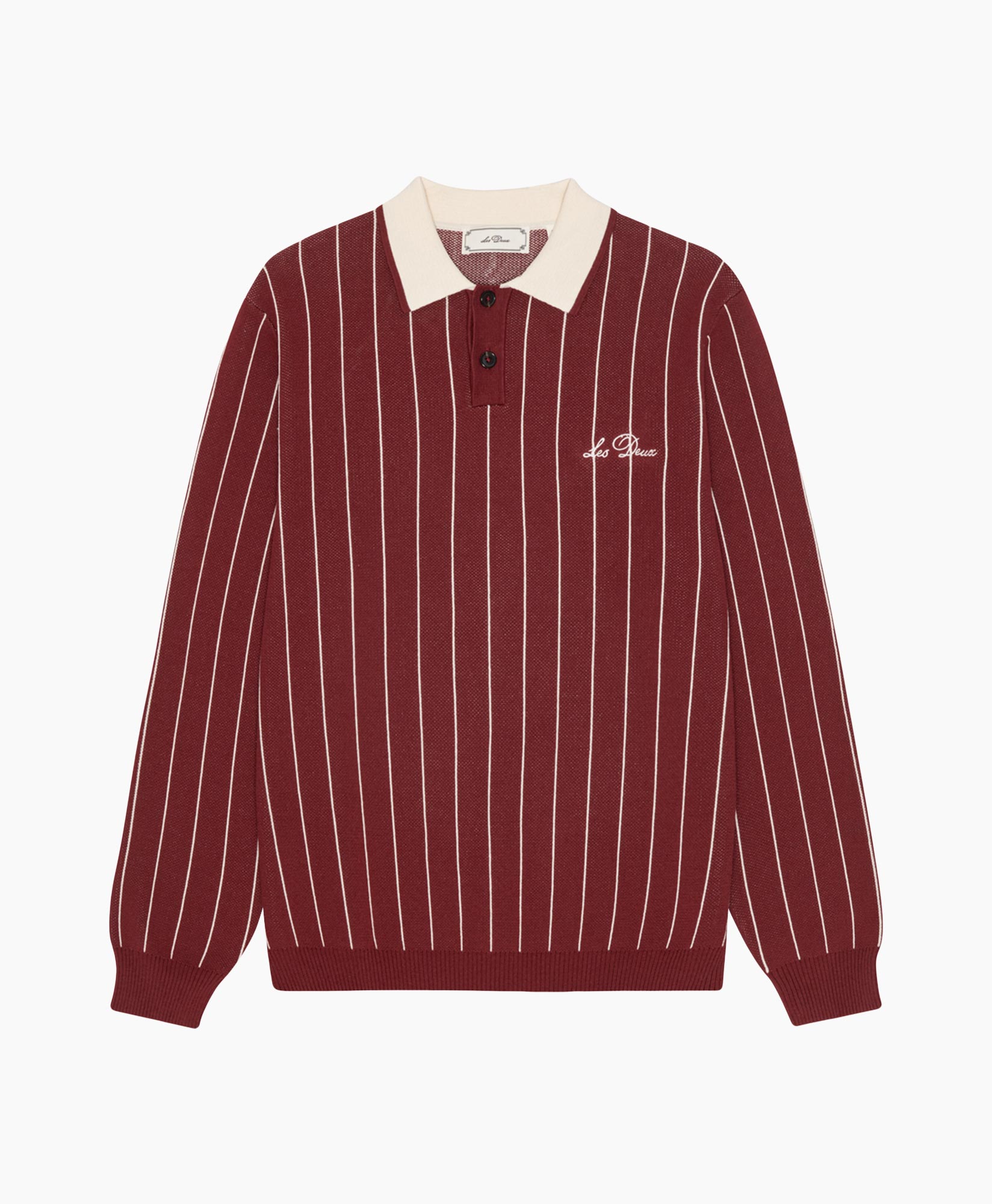 longsleeve, striped, maroon, collared, polo