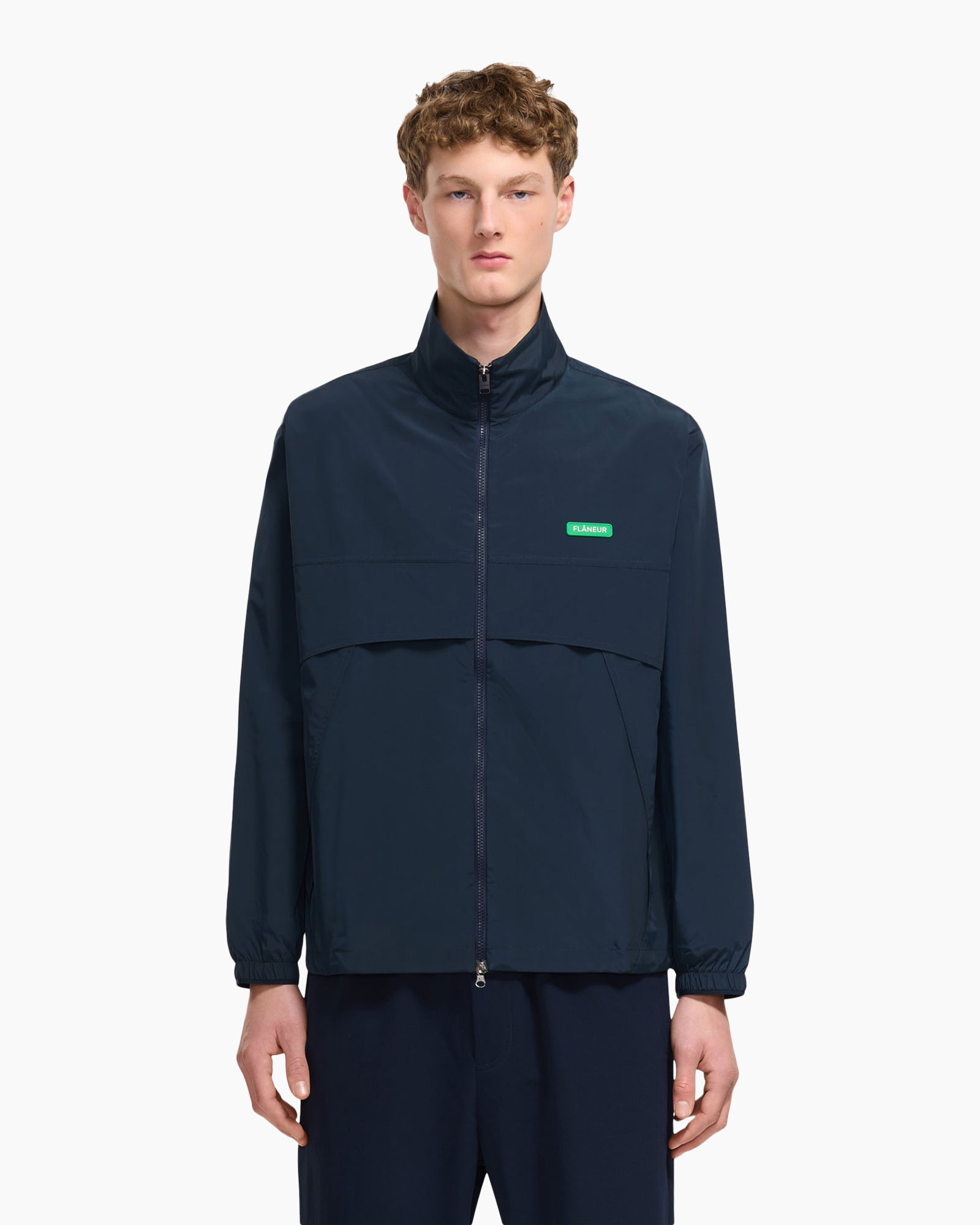 jacket, windbreaker, full-zip, navy, long-sleeve