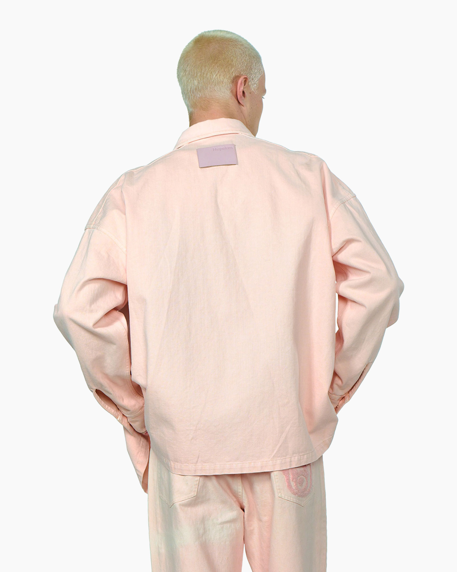 jacket, oversized, pink, back view, collar