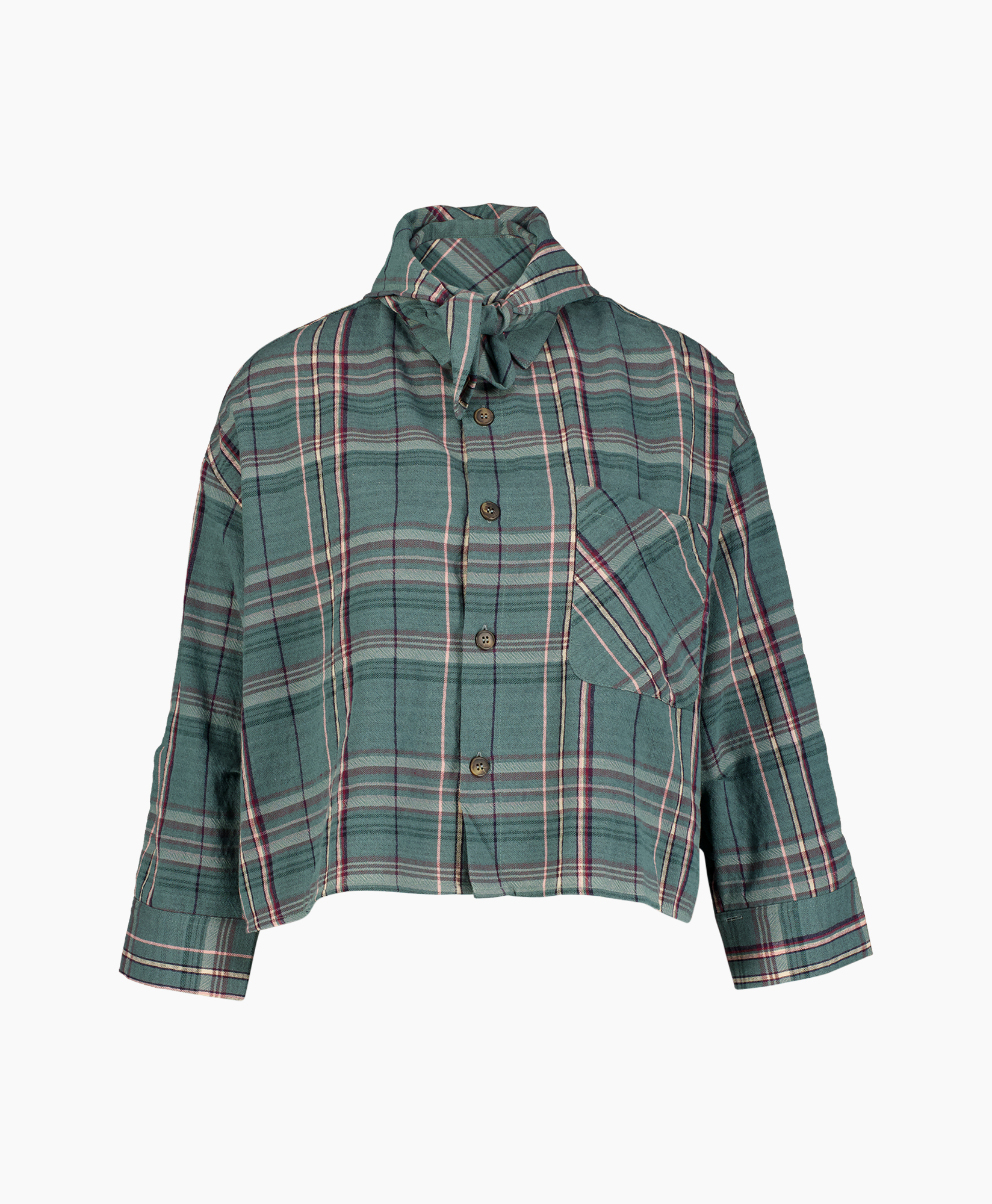 flannel, plaid, button-up, collar, pocket