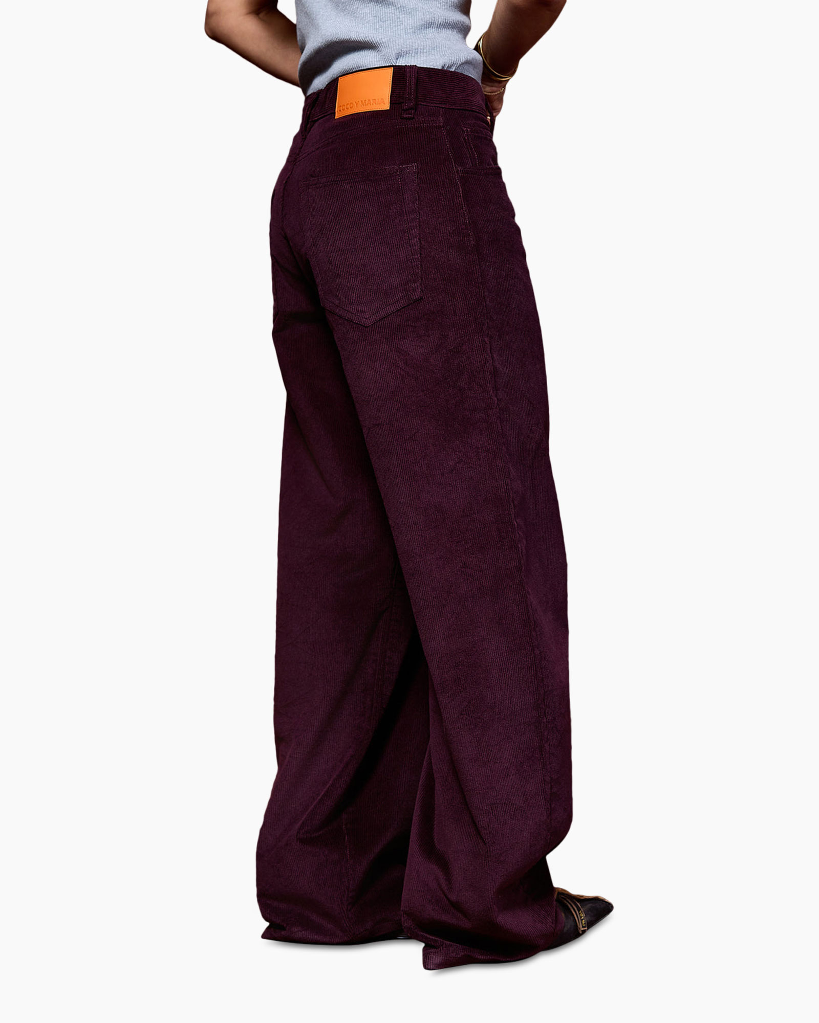 corduroy, pants, purple, back pocket, loose fit