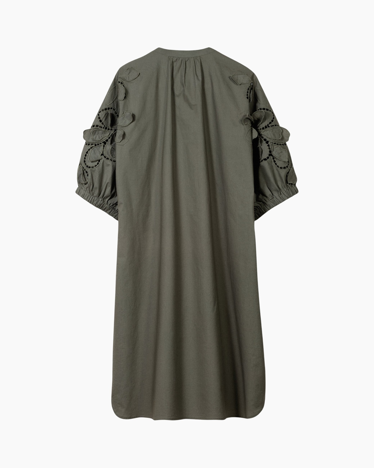 abaya, dress, olive, linen, embroidery sleeves