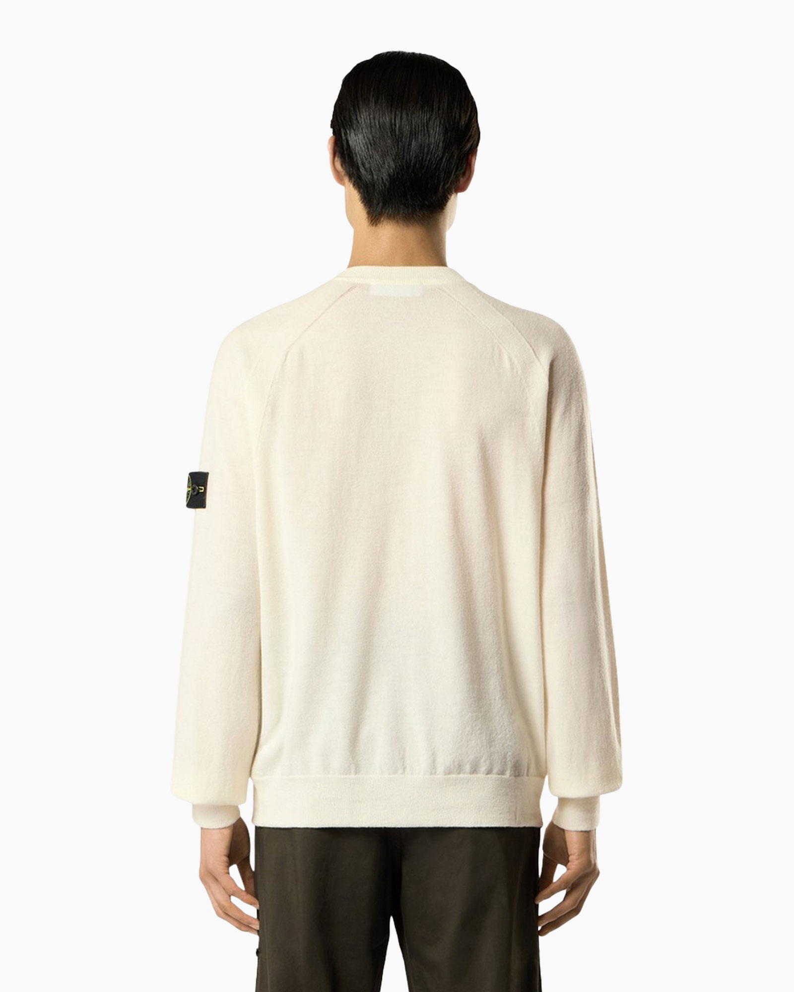sweatshirt, long sleeve, crew neck, cream, back view, plain