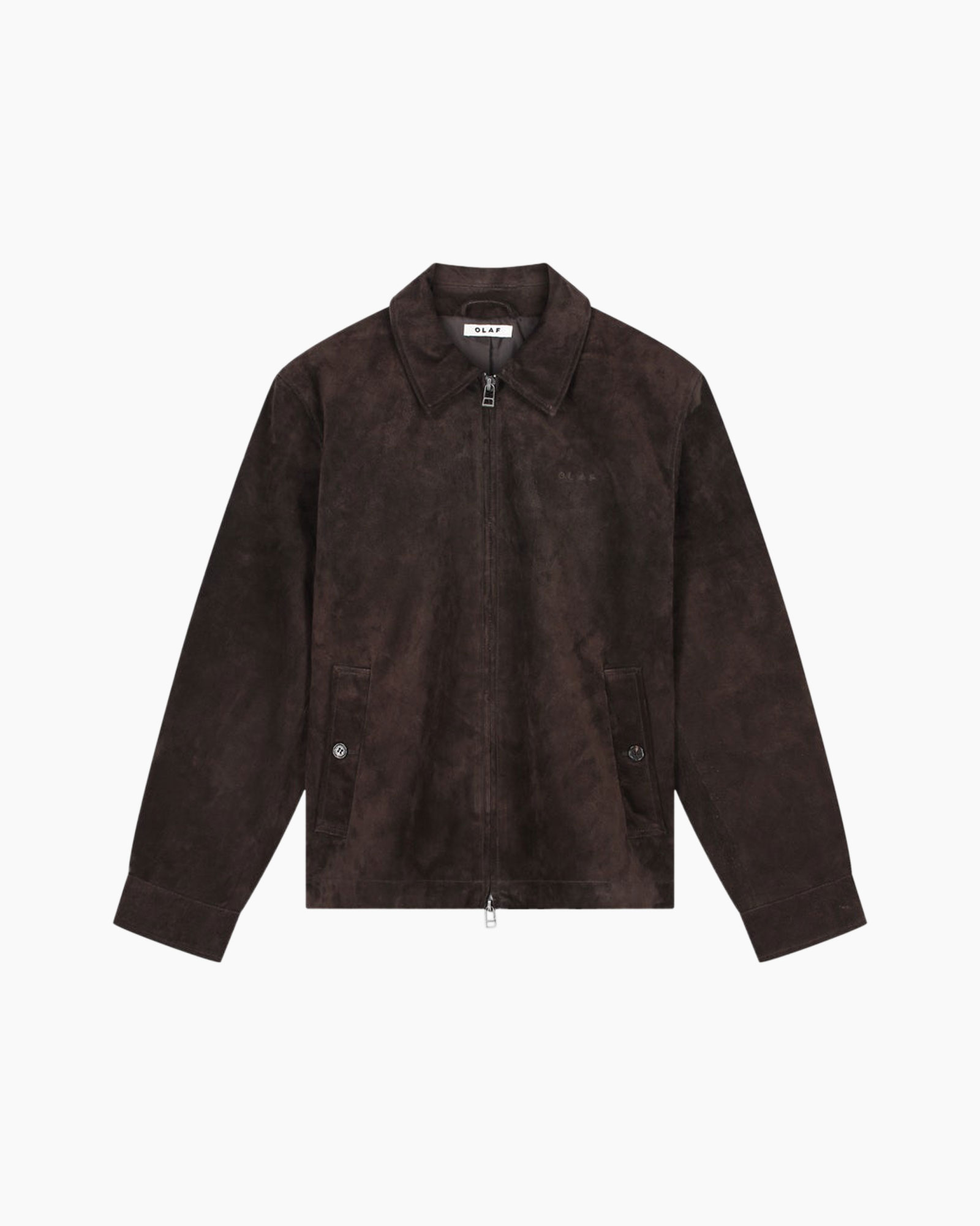 jacket, suede, zipper, dark brown, long sleeves