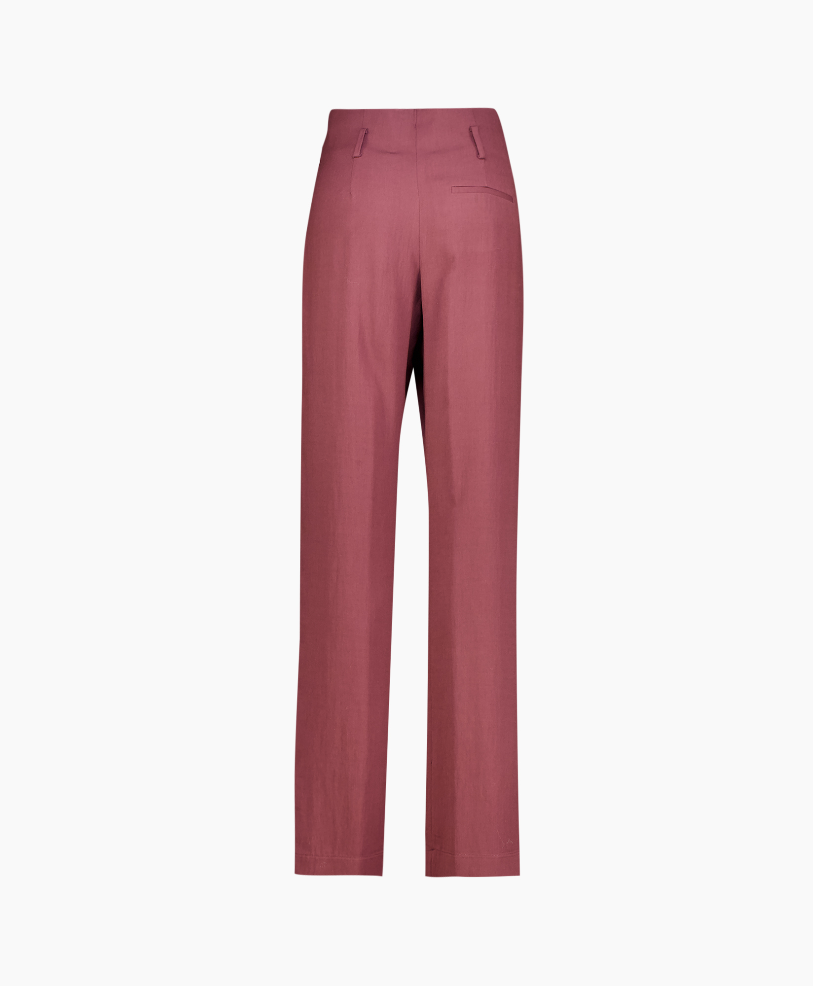 Broek Fluid Slubbed Canvas Chic Highwaist Bordeaux