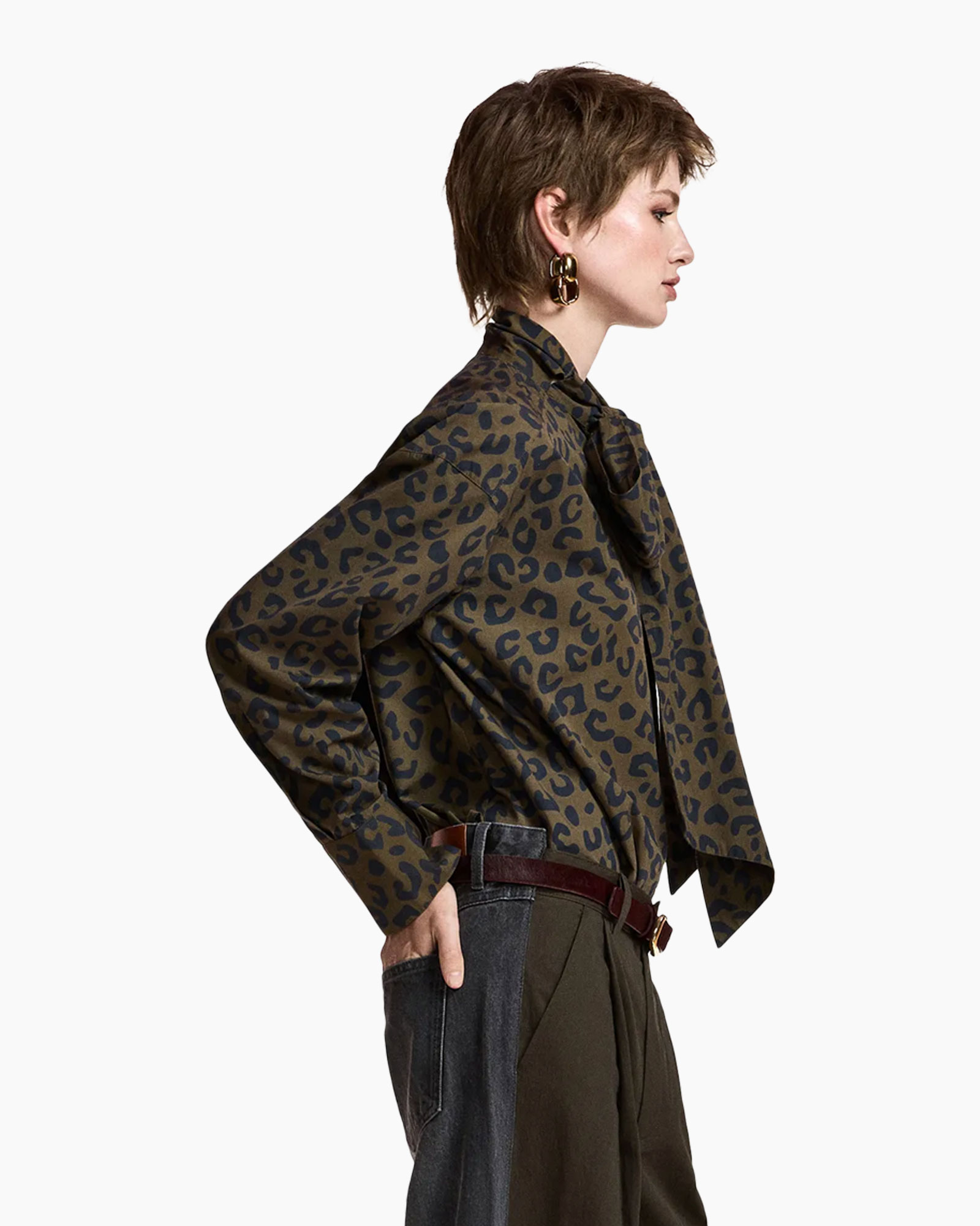 jacket, leopard print, animal print, long-sleeve, collar