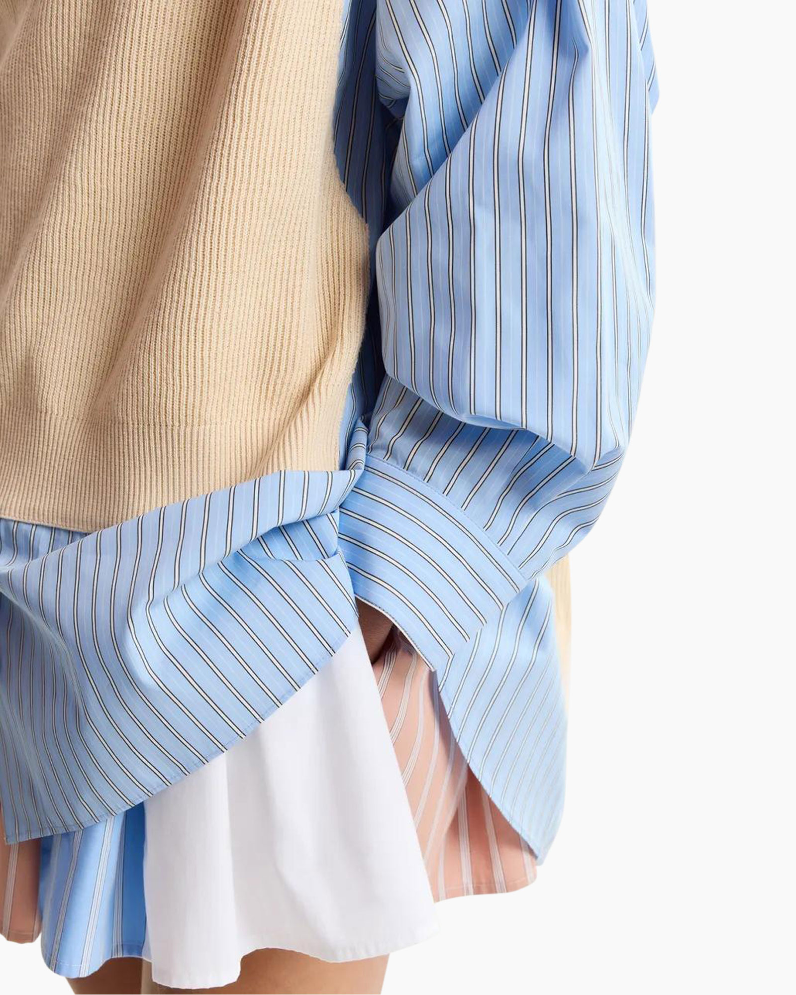 striped shirt, blue stripes, oversized shirt, layered outfit, linen blend