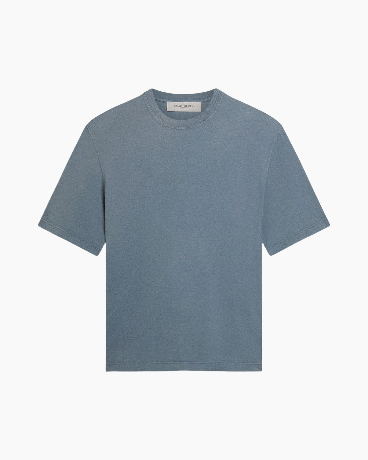 t-shirt, short sleeve, crew neck, solid color, blue