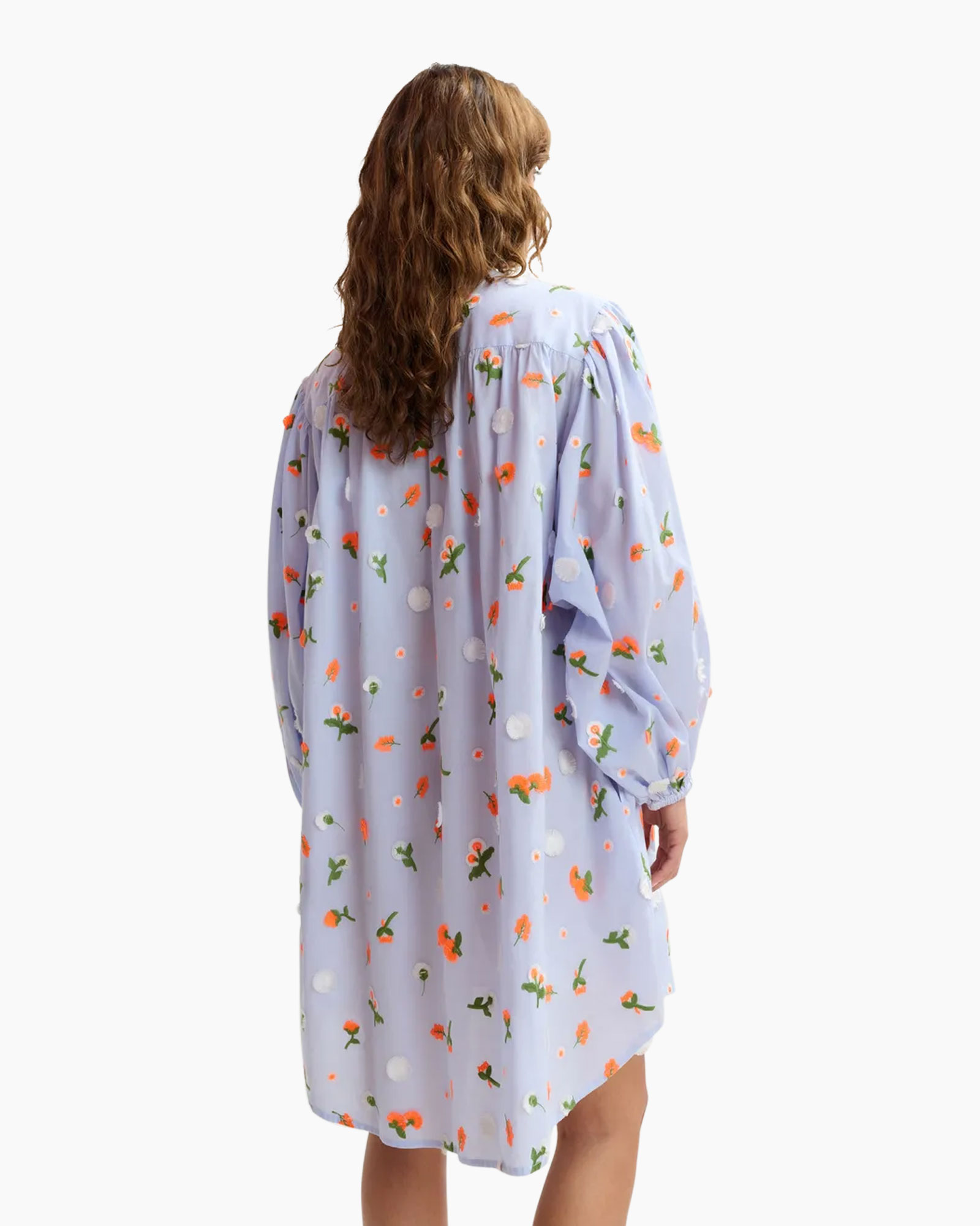 dress, shower, button-front, long-sleeve, prints
