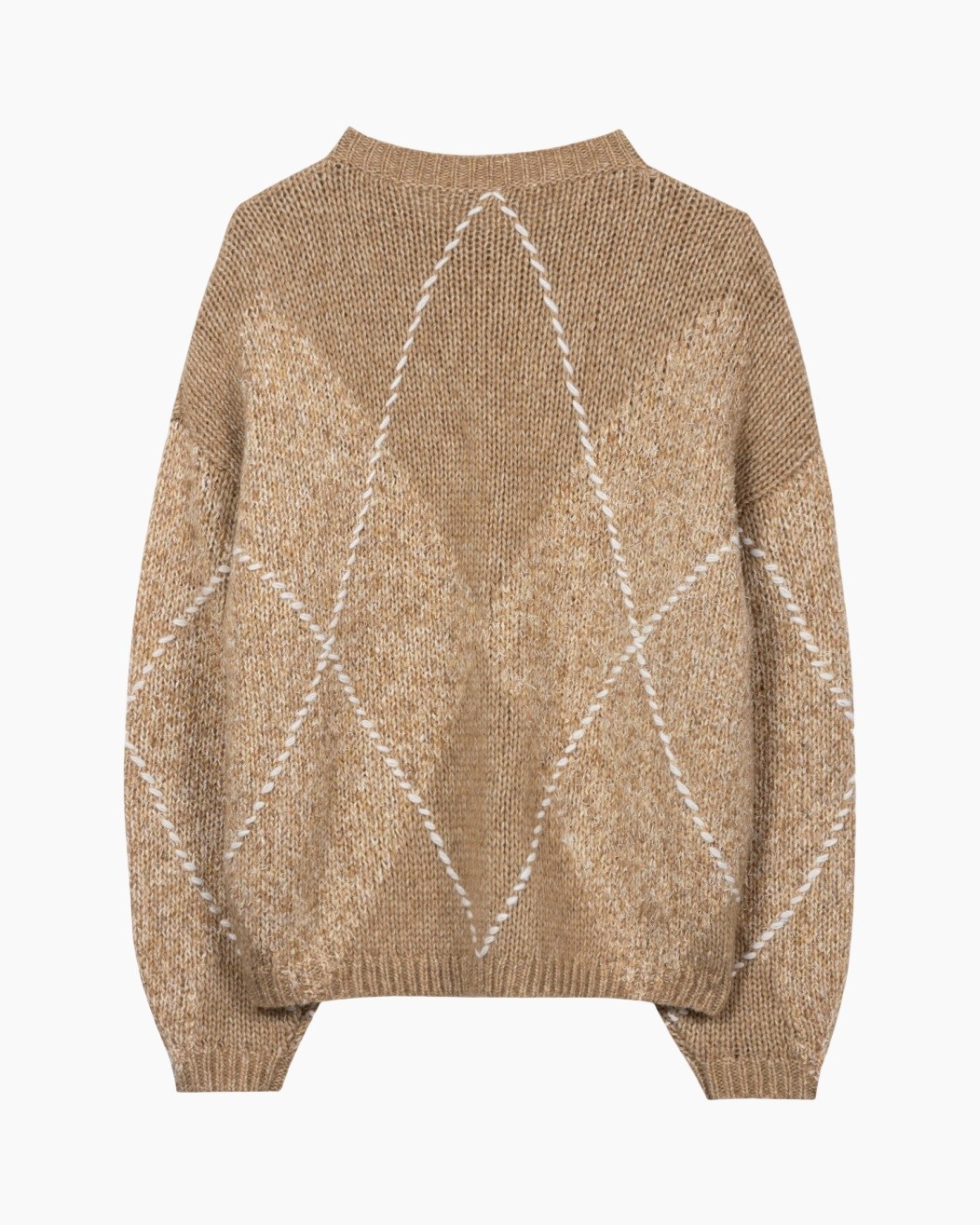 sweater, knitwear, beige, argyle pattern, oversized