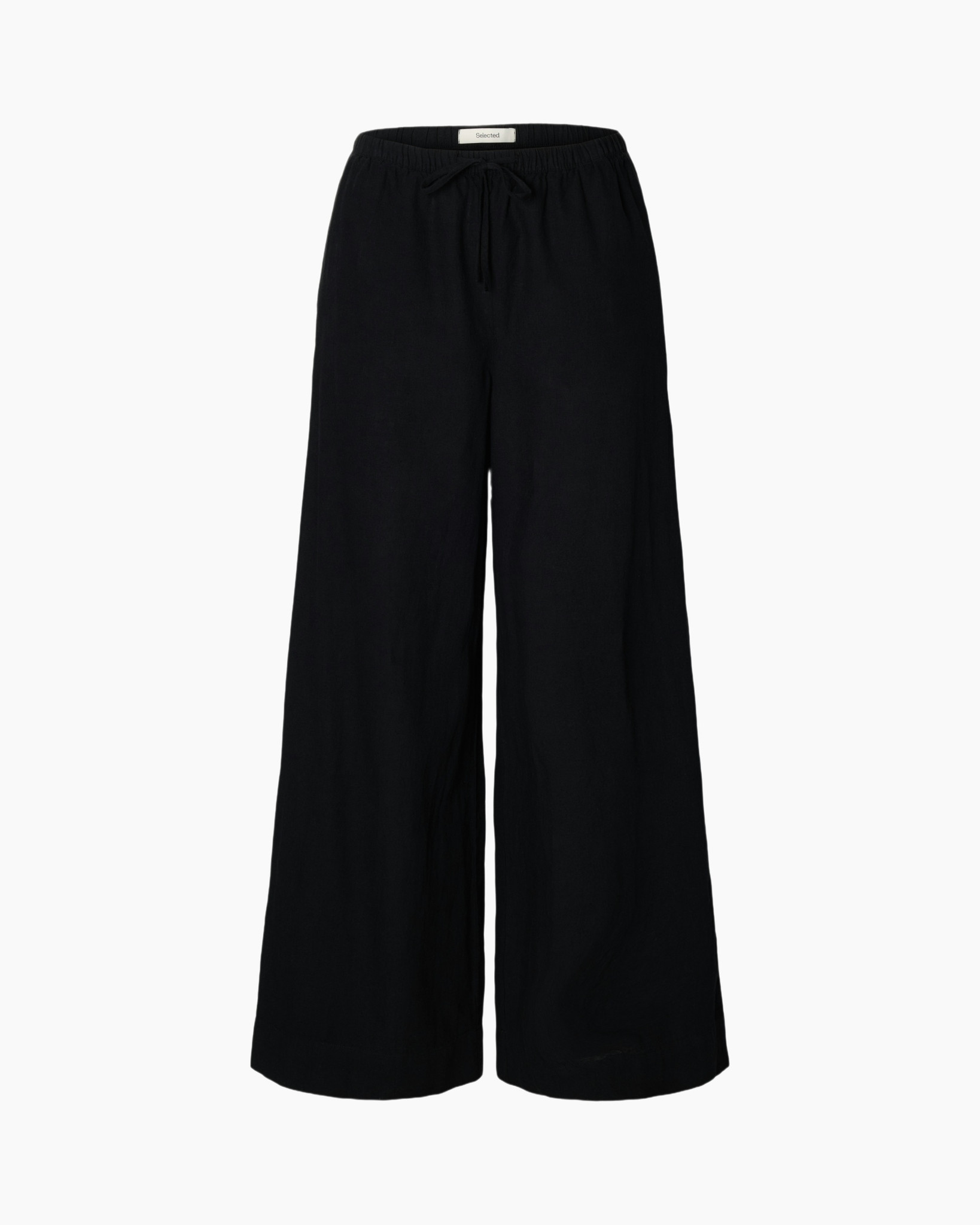 pants, trousers, wide-leg, black, drawstring