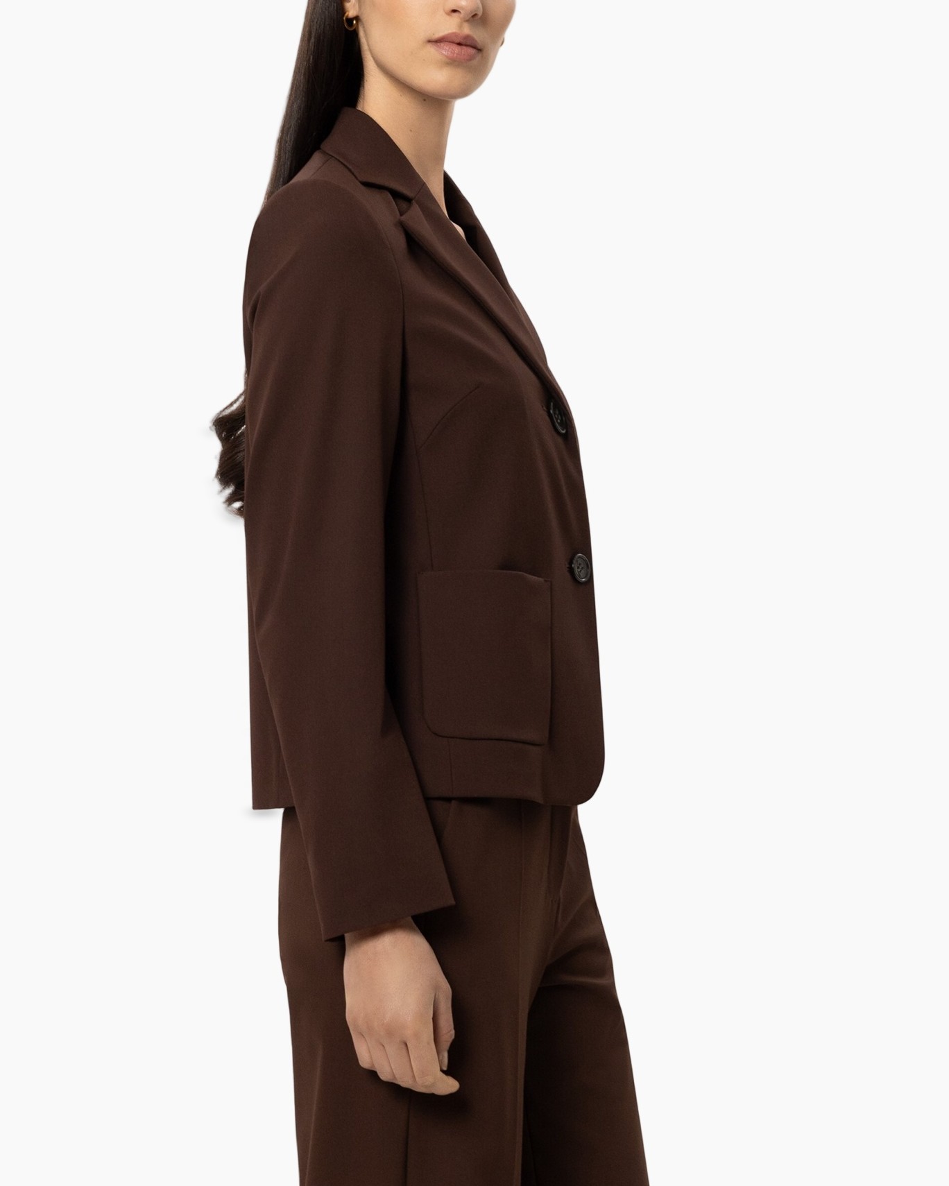 brown suit, blazer, outerwear, pocket, buttons