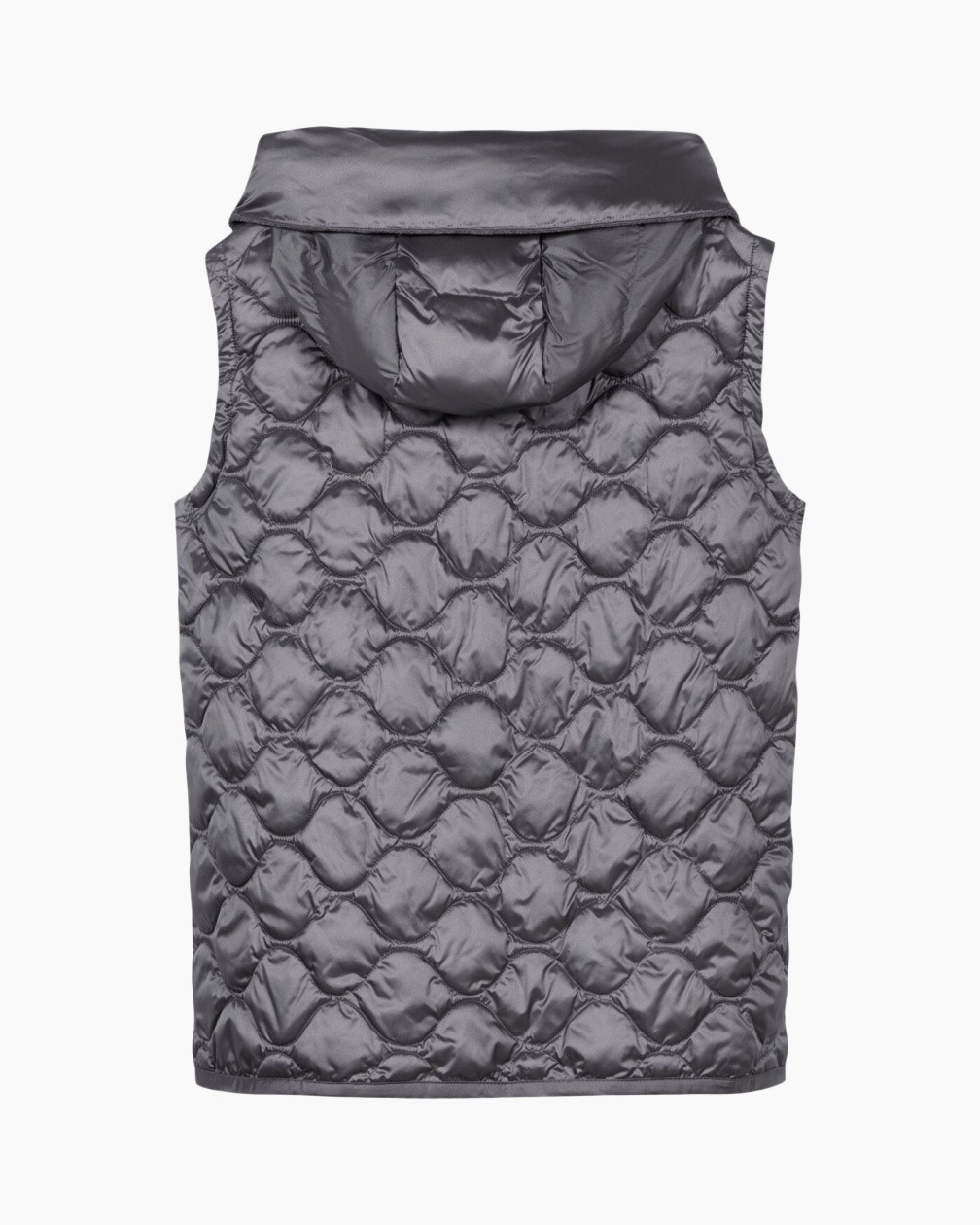 quilted, puffer, vest, hooded, gray